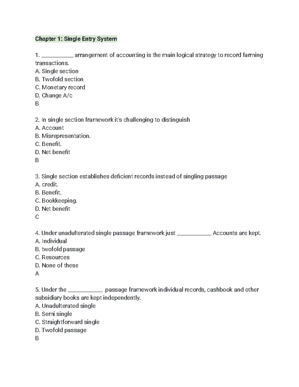 Chapter 1 Single Entry System - Chapter 1: Single Entry System ...