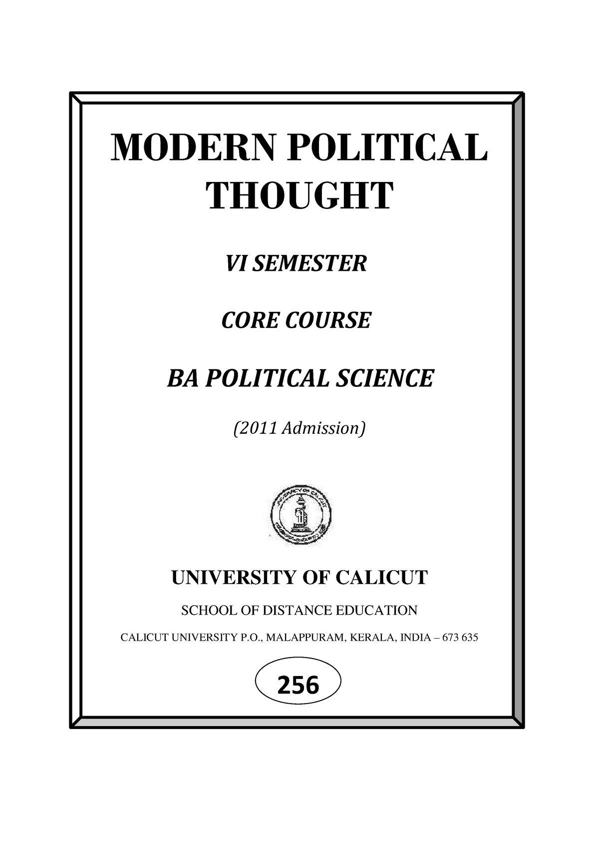 Modern Political Thought MODERN POLITICAL THOUGHT VI SEMESTER CORE   Thumb 1200 1697 