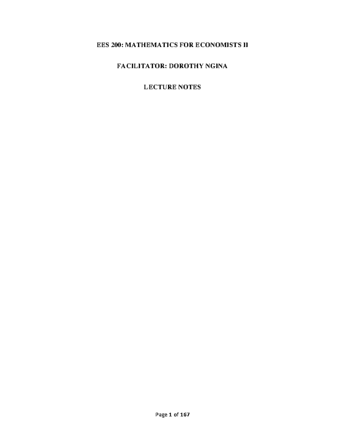 EES 200 Revised Lecture Notes ( Complete) - EES 200: MATHEMATICS FOR ...