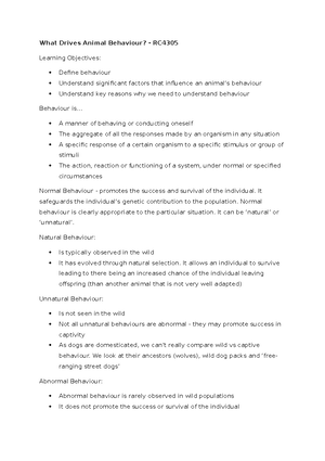 Lesson 2 -What Drives Animal Behaviour - What Drives Animal Behaviour ...