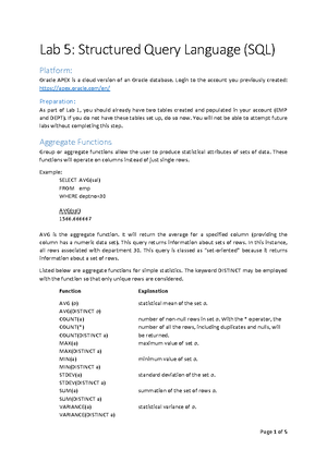 SQL Computer Labratory - Lab 2: Structured Query Language (SQL ...