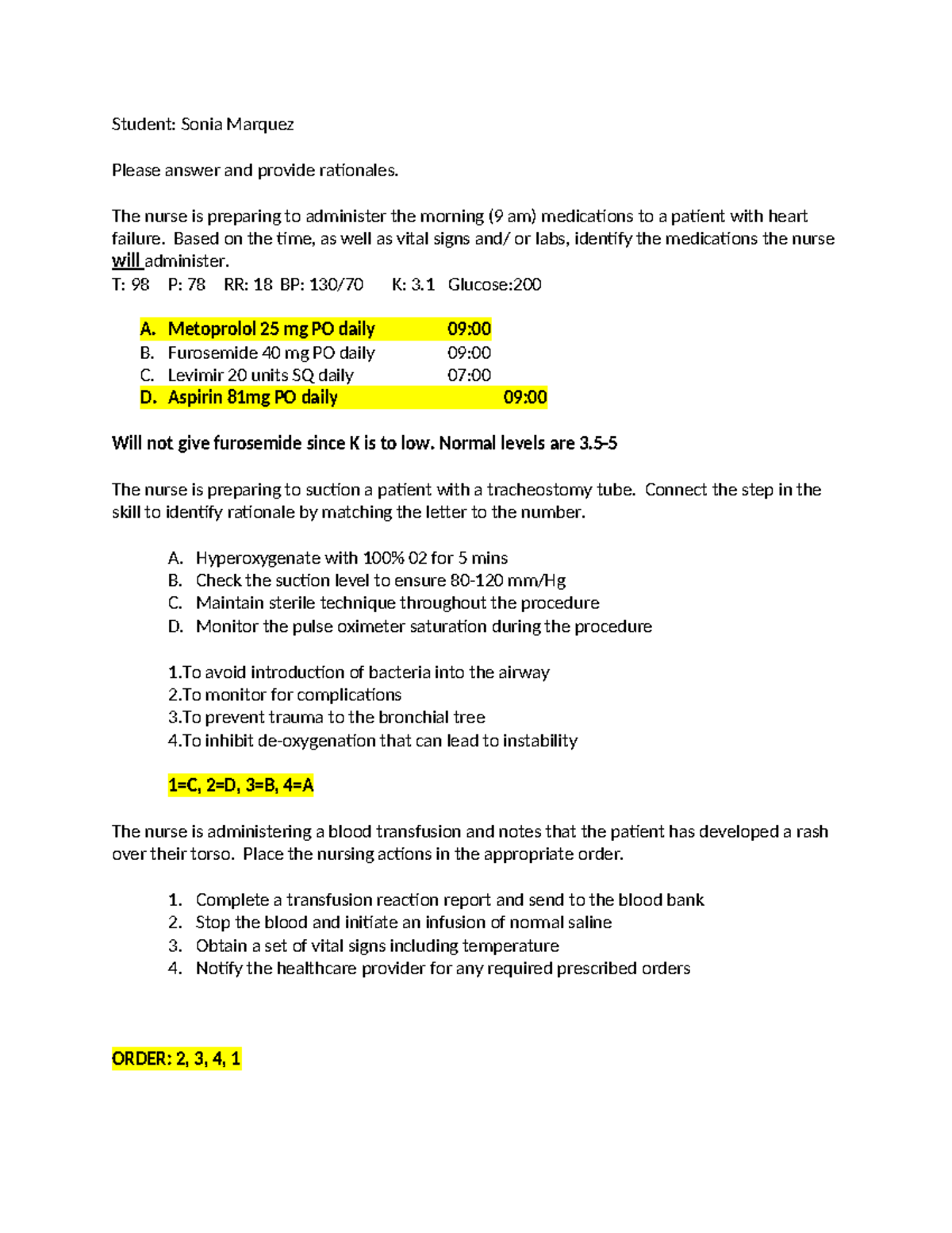 Nclexquestions - Nclex practice questions - Student: Sonia Marquez ...