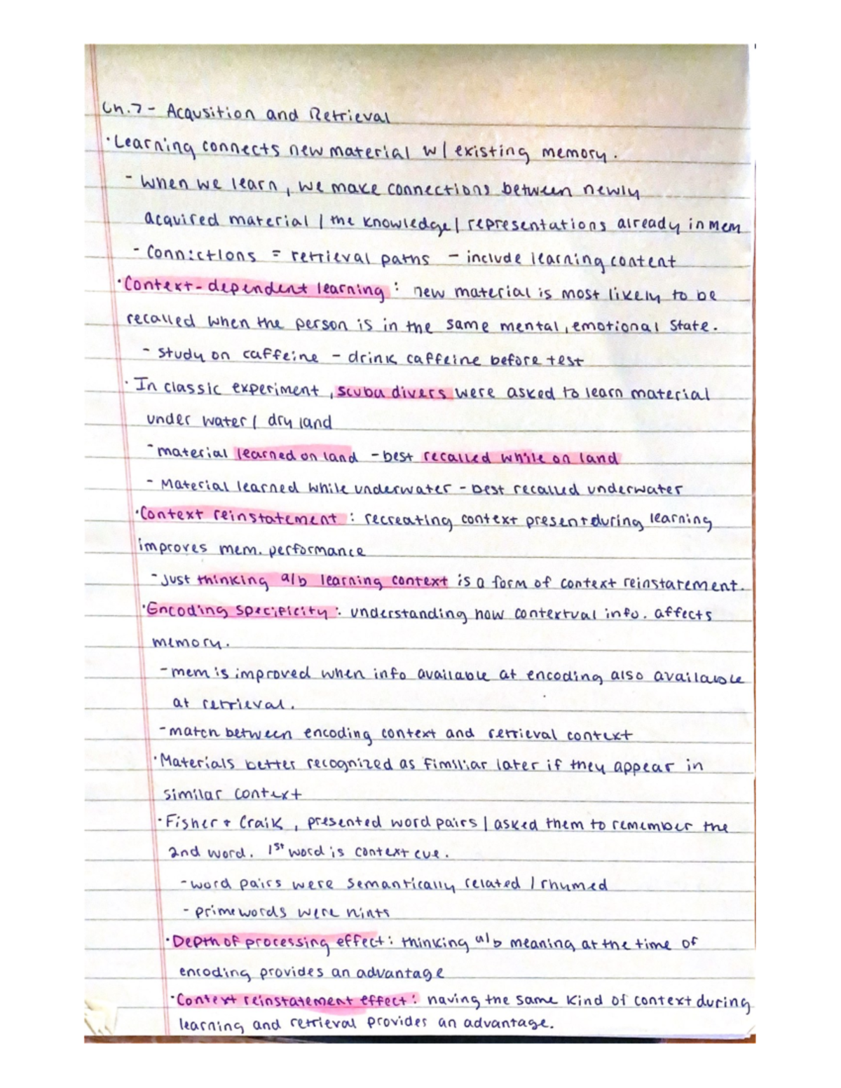 Ch 7 - chapter 7 notes - PSY 2101 - Studocu