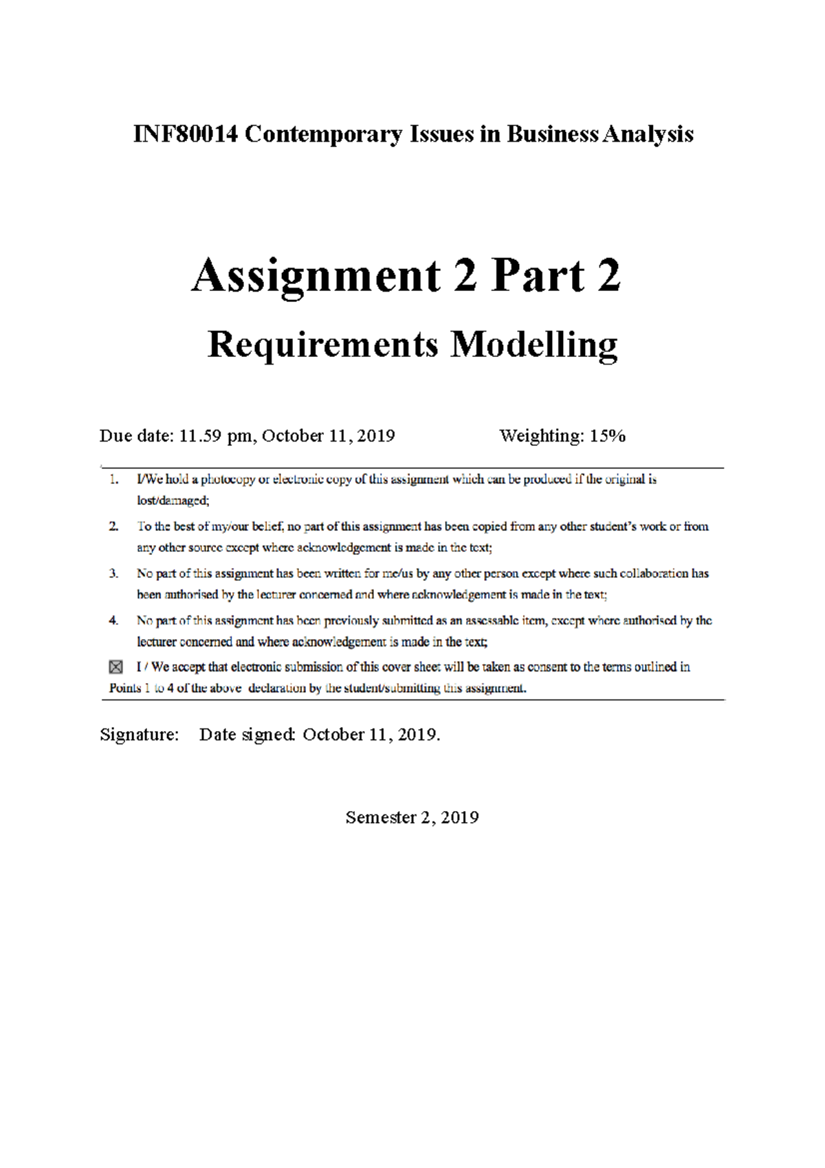 Assignment 2 Part 2 - INF80014 Contemporary Issues In Business Analysis ...