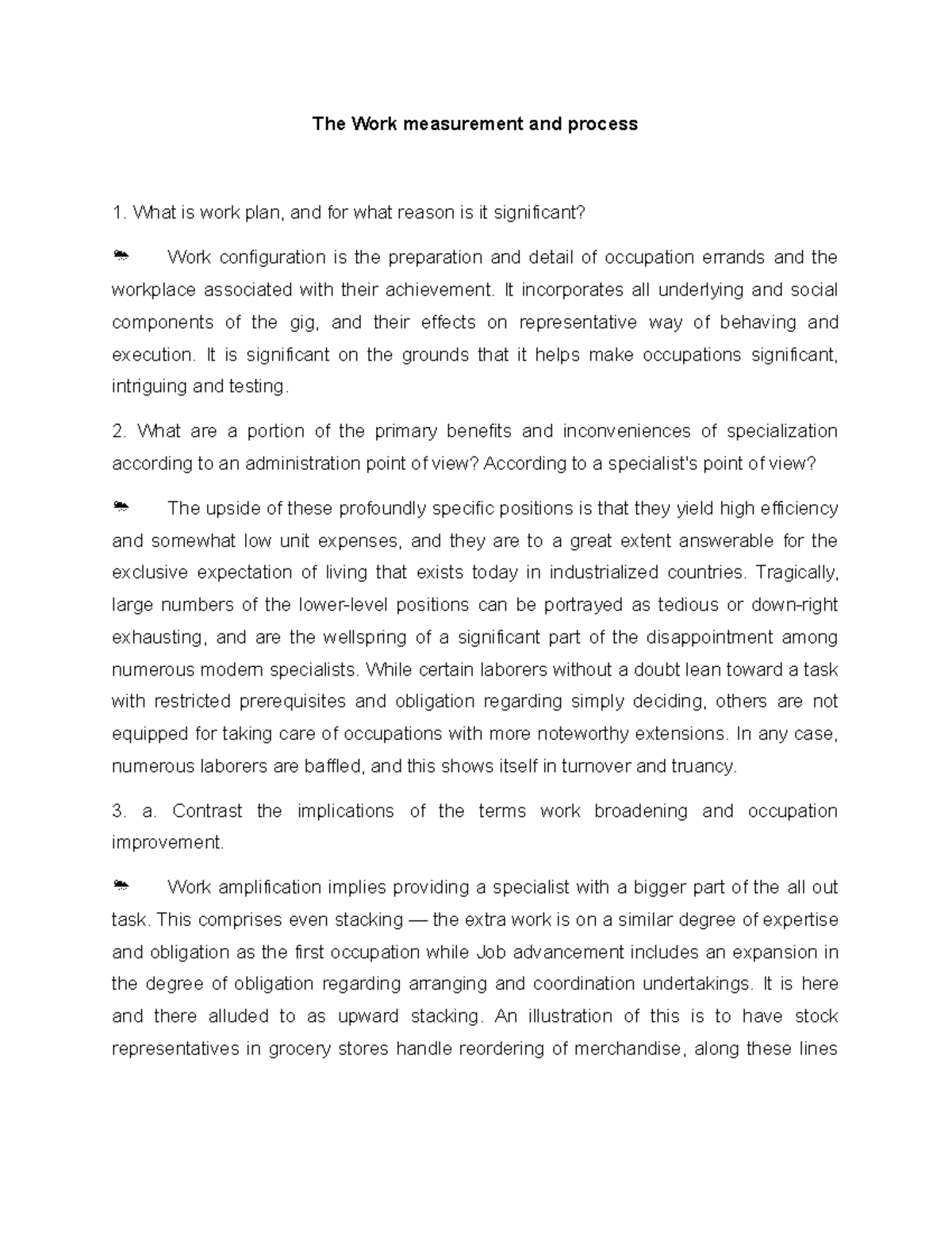 The Work measurement and process - It incorporates all underlying and ...