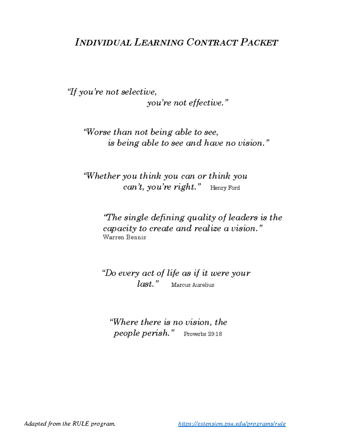 Example 1 Individ Learning Contract - “Worse than not being able to see ...