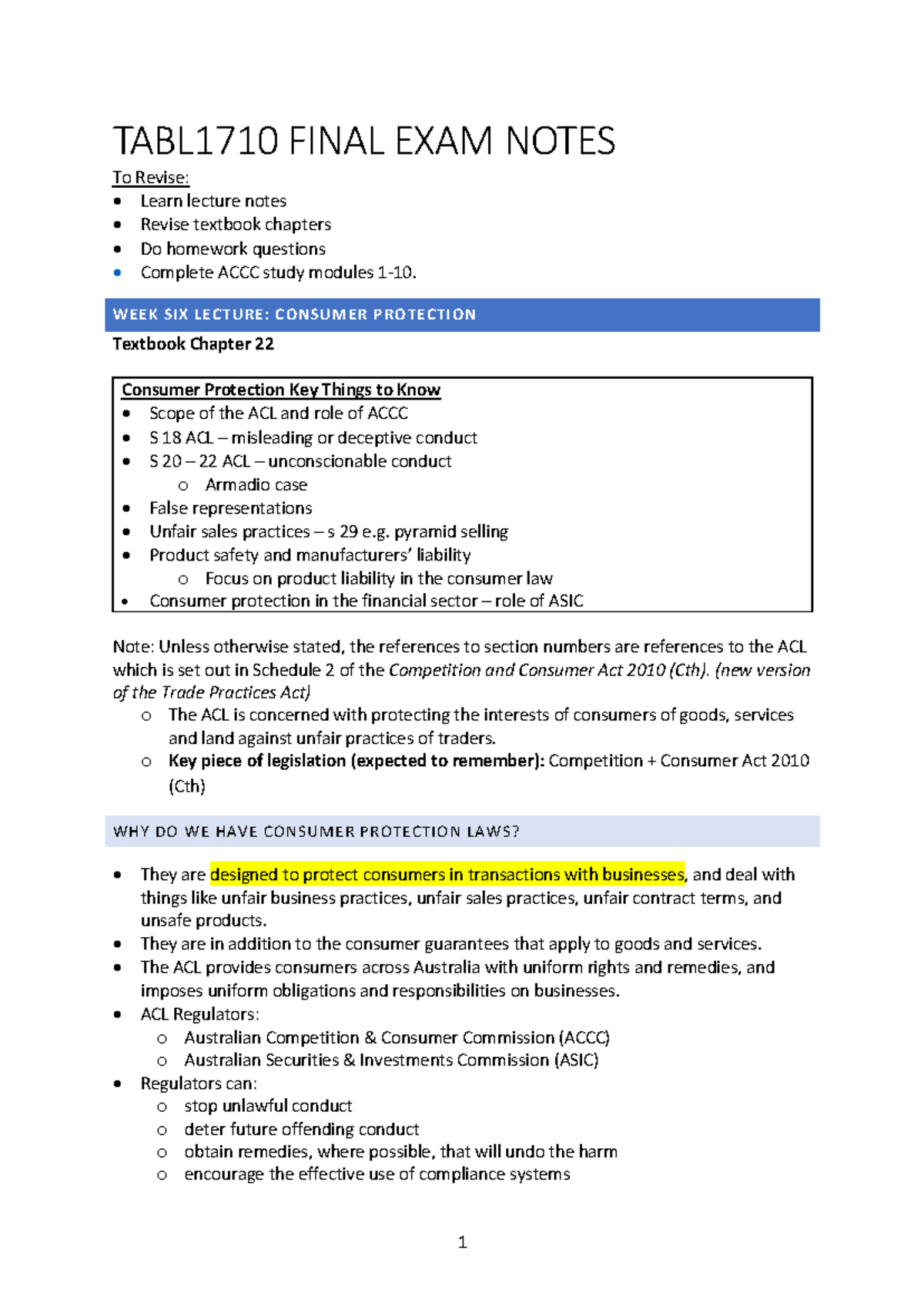 18819-sample - Commercial Lawnotes - TABL1710 FINAL EXAM NOTES To ...