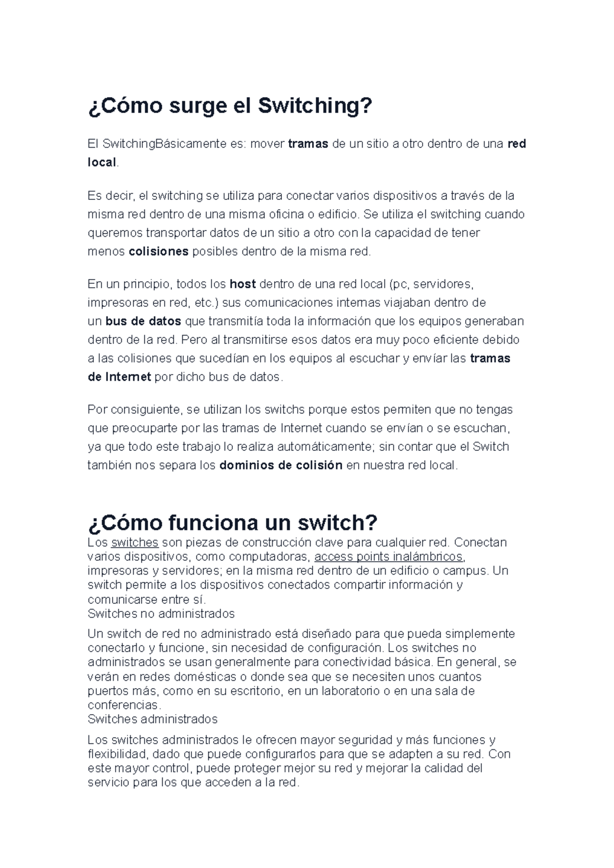 Cómo surge el Switching y la Vlan - ¿Cómo surge el Switching? El ...