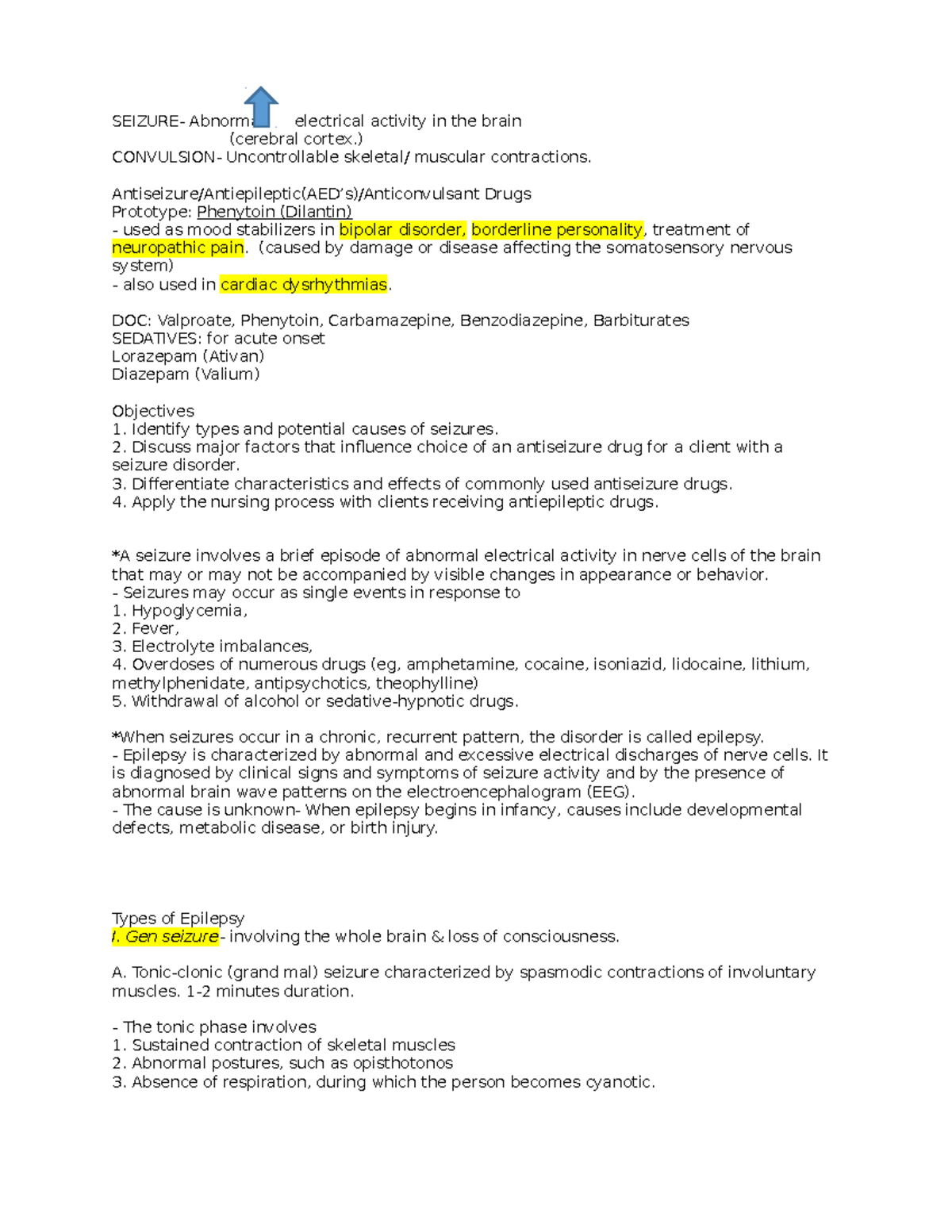 Atiepileptic drugs 2019-2020 - SEIZURE- Abnormal electrical activity in ...