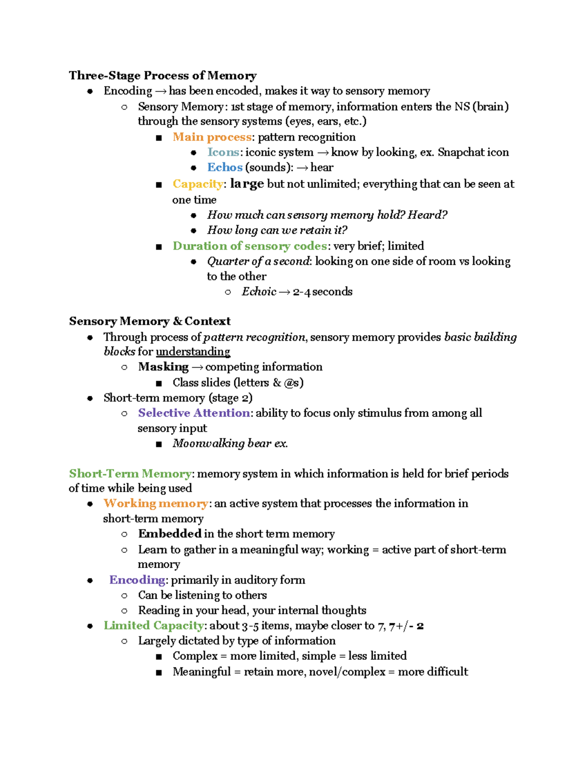 Psych 6 - Brian Crosby Lecture - Three-Stage Process of Memory Encoding ...