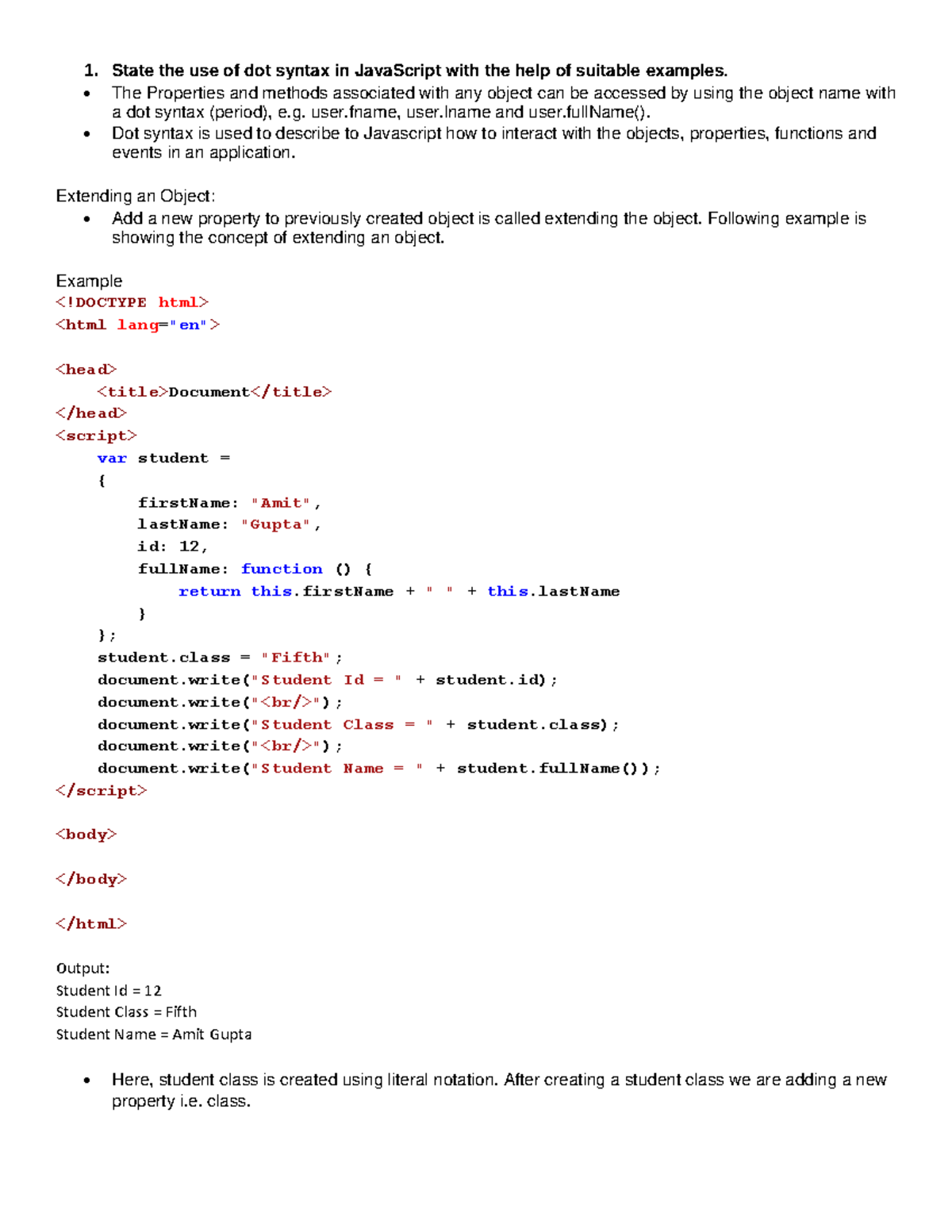 Css class test1 qb-1 - dsx - 1. State the use of dot syntax in ...