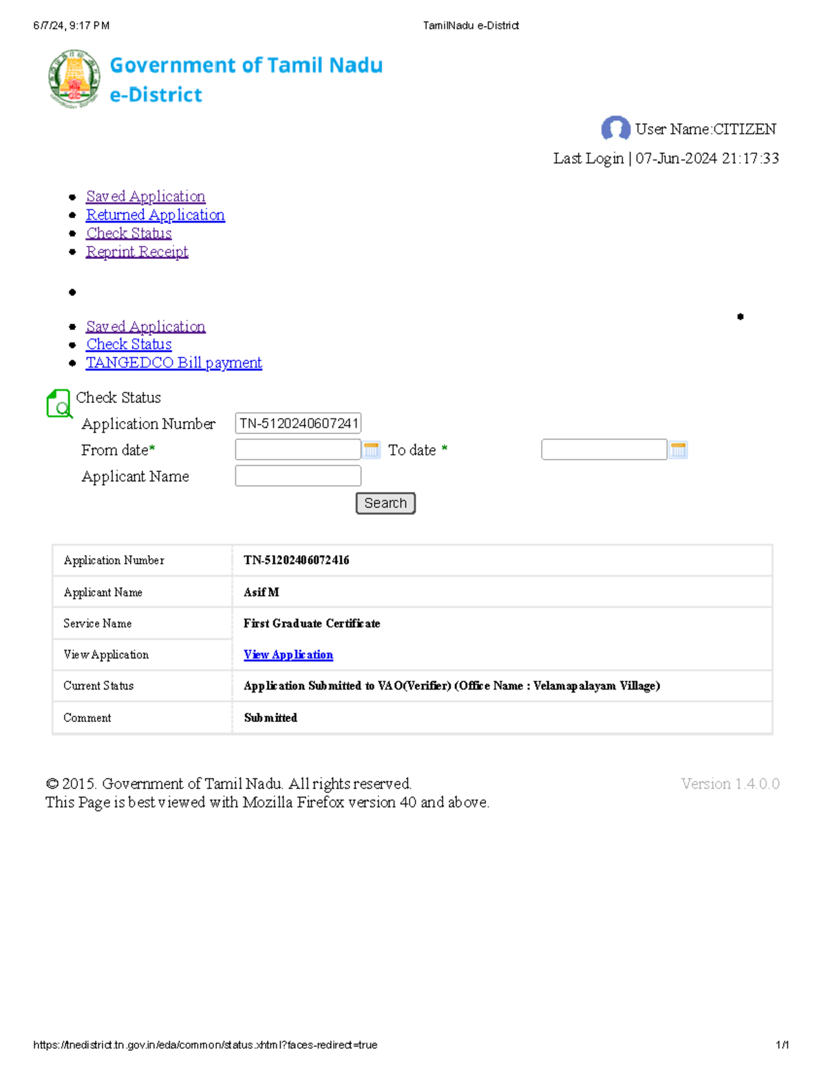 ASIF BILL - User Name:CITIZEN Last Login | 07-Jun-2024 21:17: Version 1 ...
