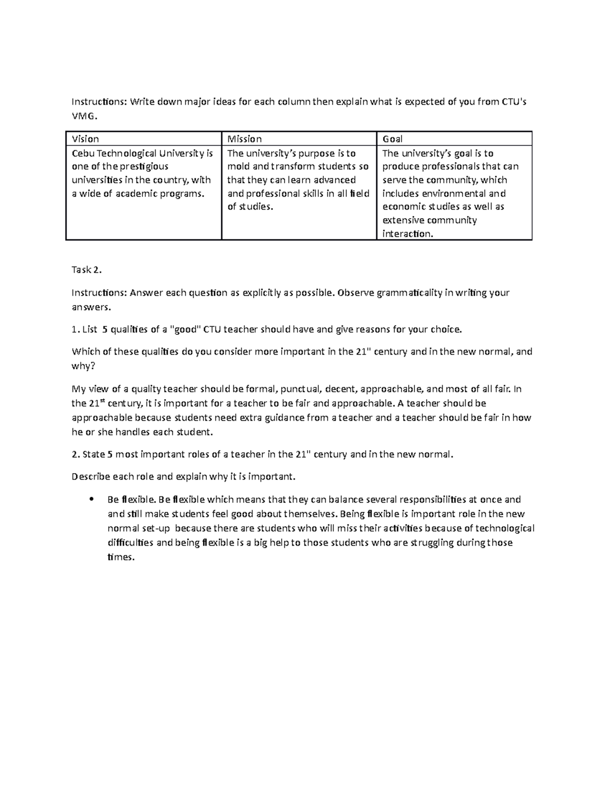 Vision, Mission, Goal and Objectives of the school - Instructions ...