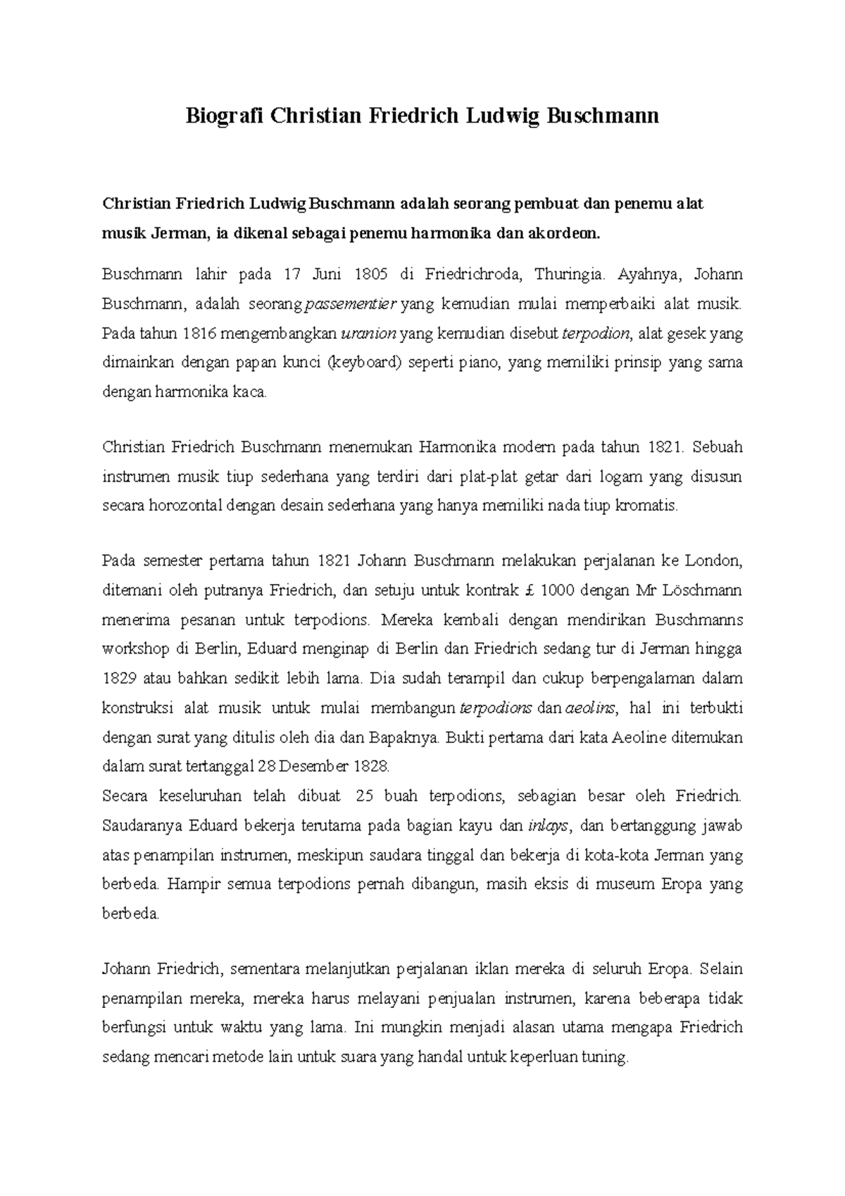 Biografi Christian Friedrich Ludwig Buschmann Biografi Christian