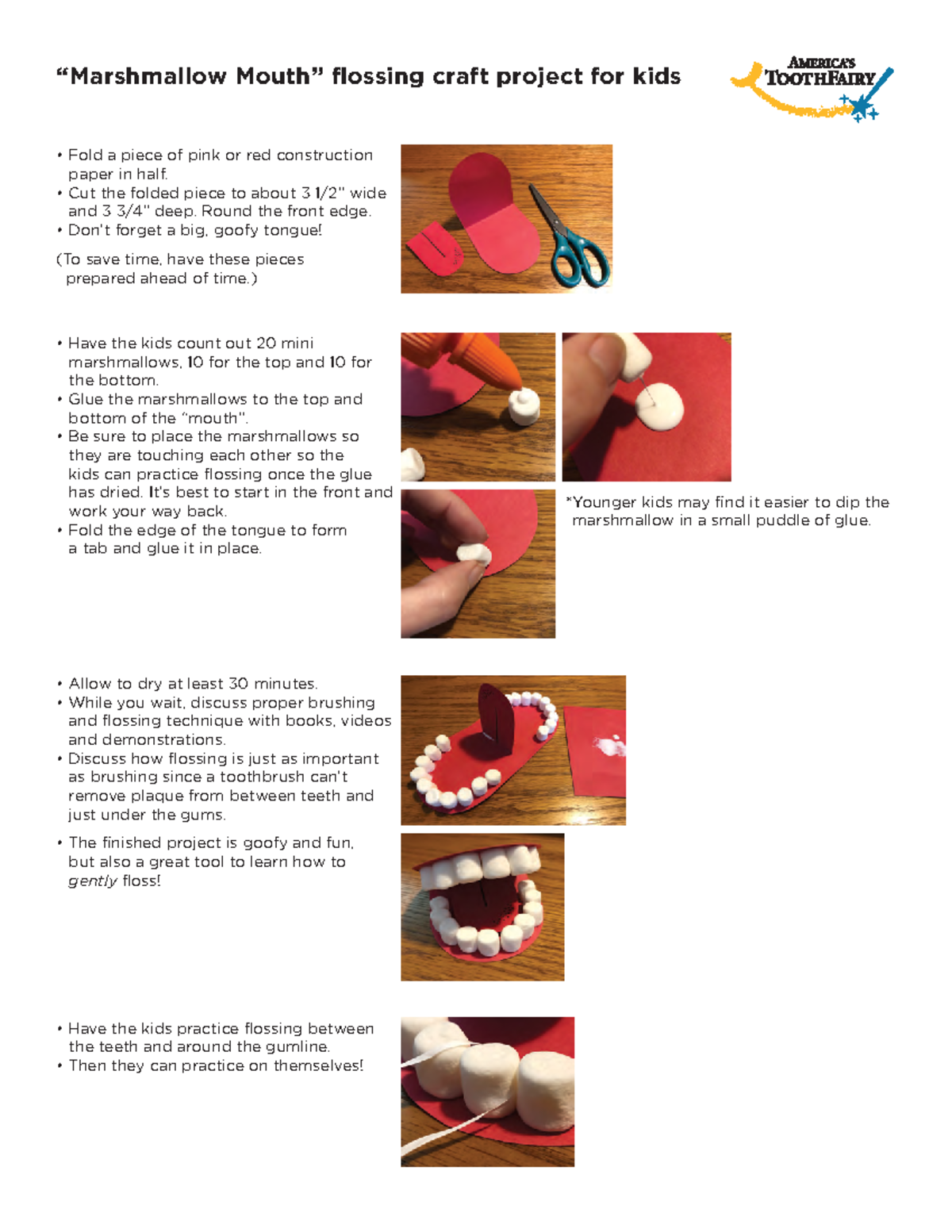 Marshmallow Mouthm ODEL “Marshmallow Mouth” flossing craft project