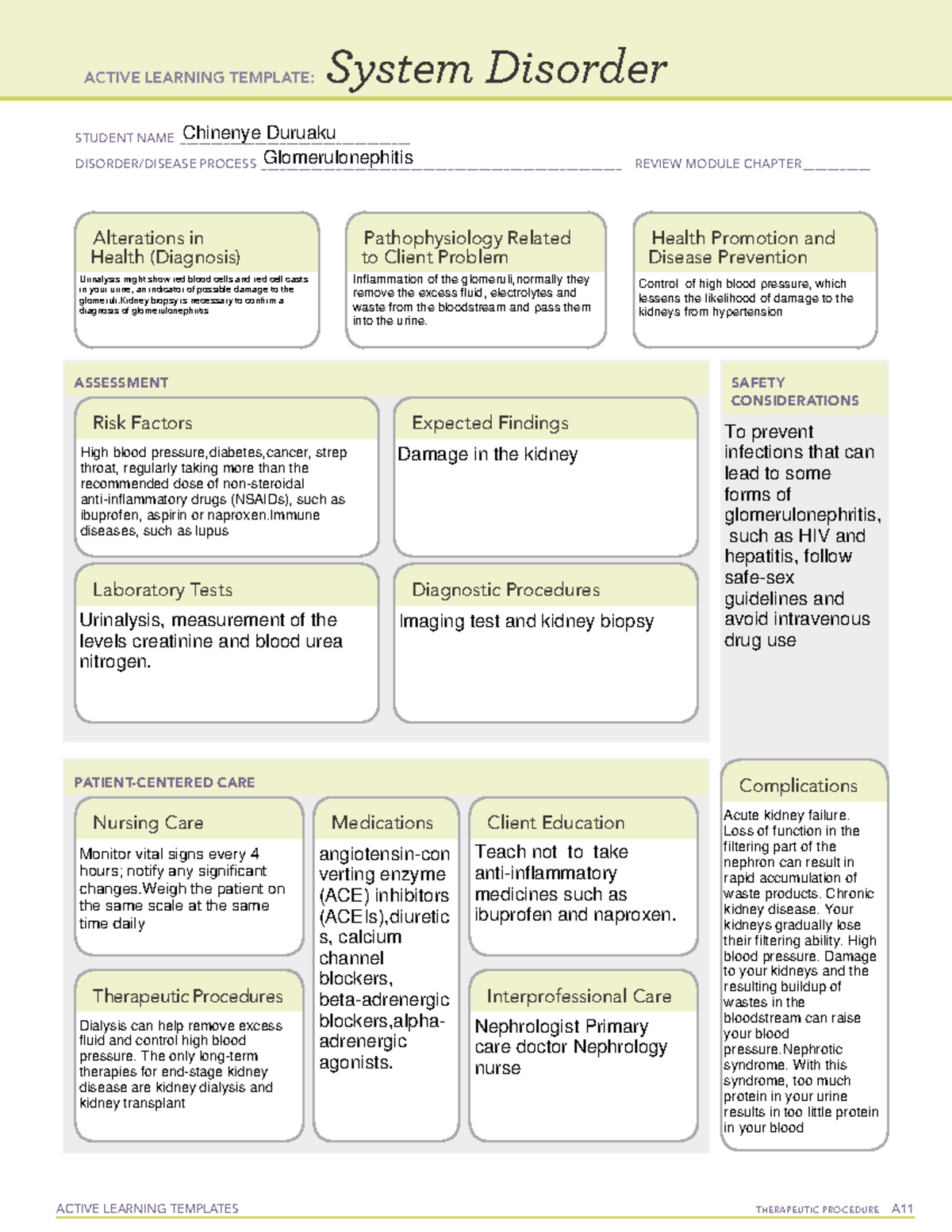 ATI-Glomerulonephitis - ACTIVE LEARNING TEMPLATES THERAPEUTIC PROCEDURE ...