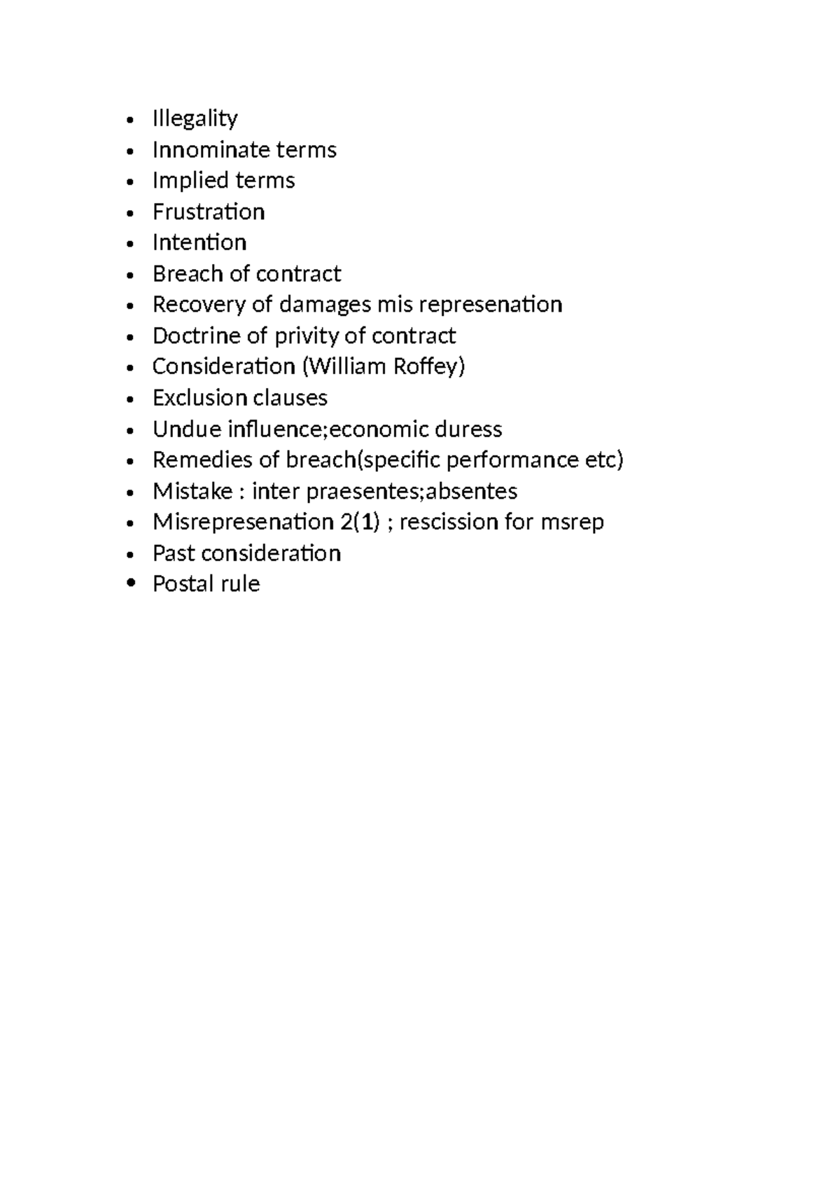 Illegality - law - Contract Law - Illegality Innominate terms Implied ...