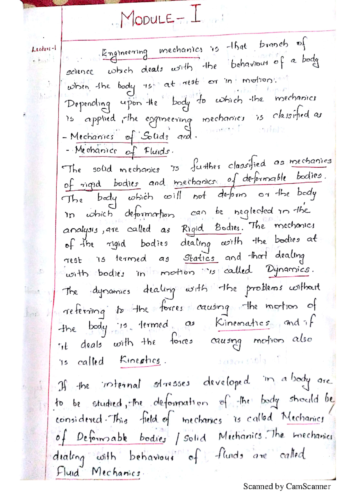 Mechanics module 1 - Engineering Mechanics - Studocu