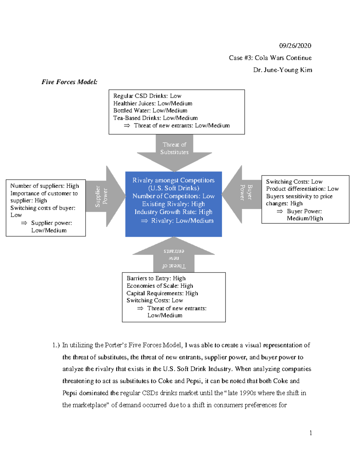 BADM 449 Individual Case Assignment 3 - 09/26/ Case #3: Cola Wars Continue  Dr. June-Young Kim Five - Studocu