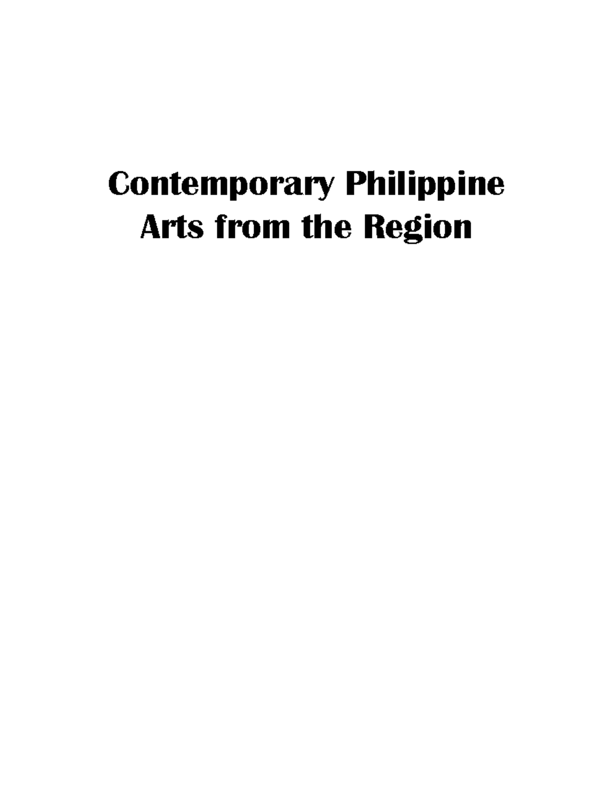 Contemporary Philippine Arts from the Region - Contemporary Philippine ...