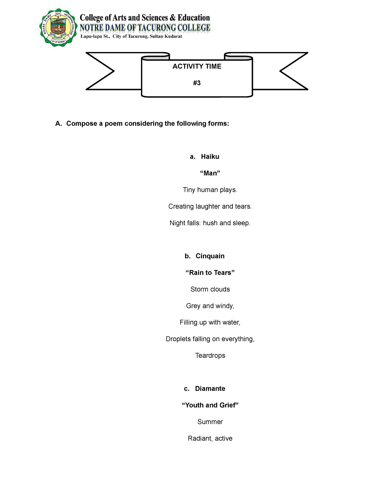 Traditional Poem Types