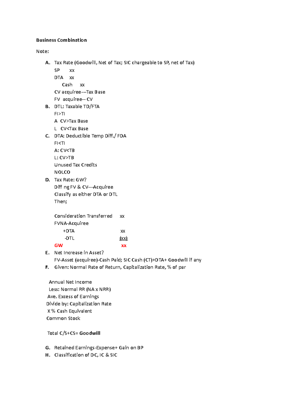 Business Combination Business Combination Note A. Tax Rate (Goodwill
