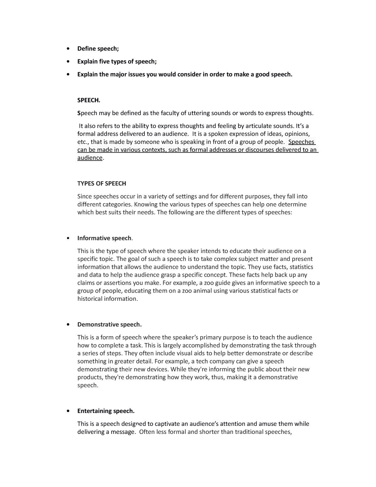 speaking-skills-ie-speech-define-speech-explain-five-types-of-speech