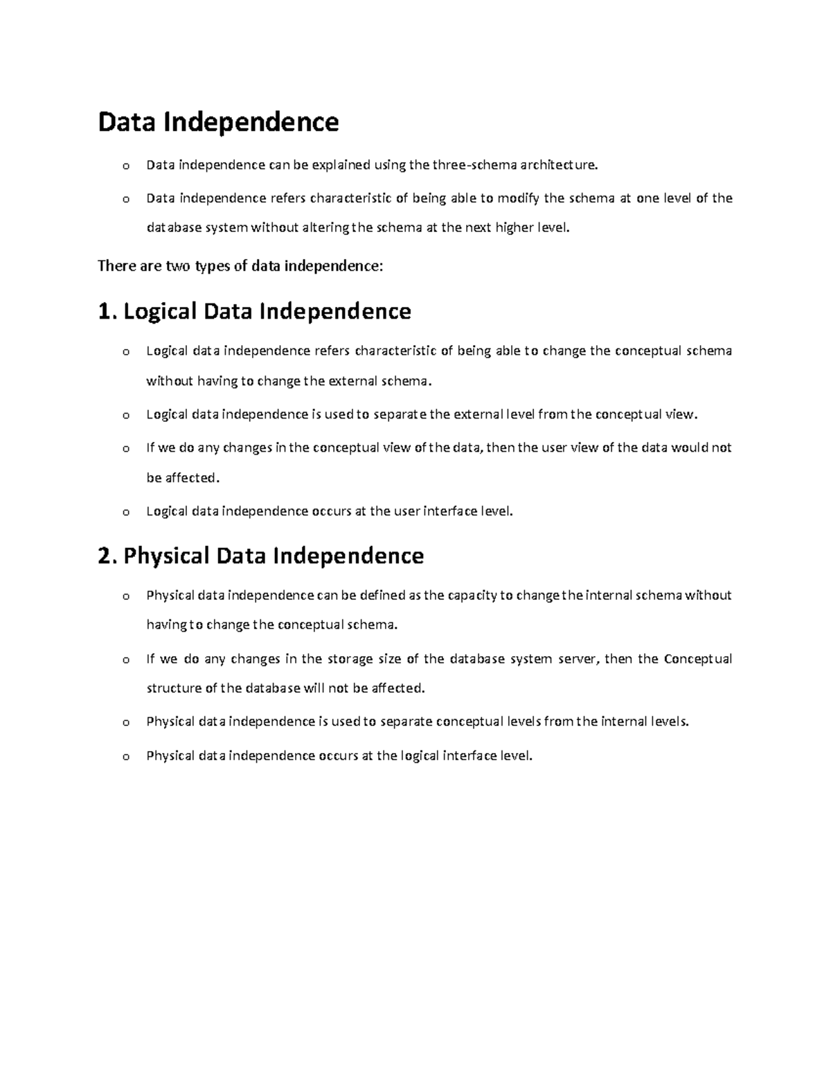 What Is Data Independence In Dbms With Examples