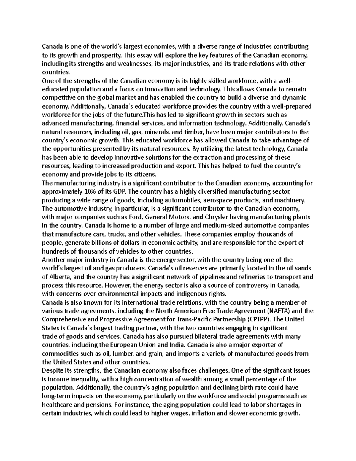 Canada is one of the world - This essay will explore the key features ...