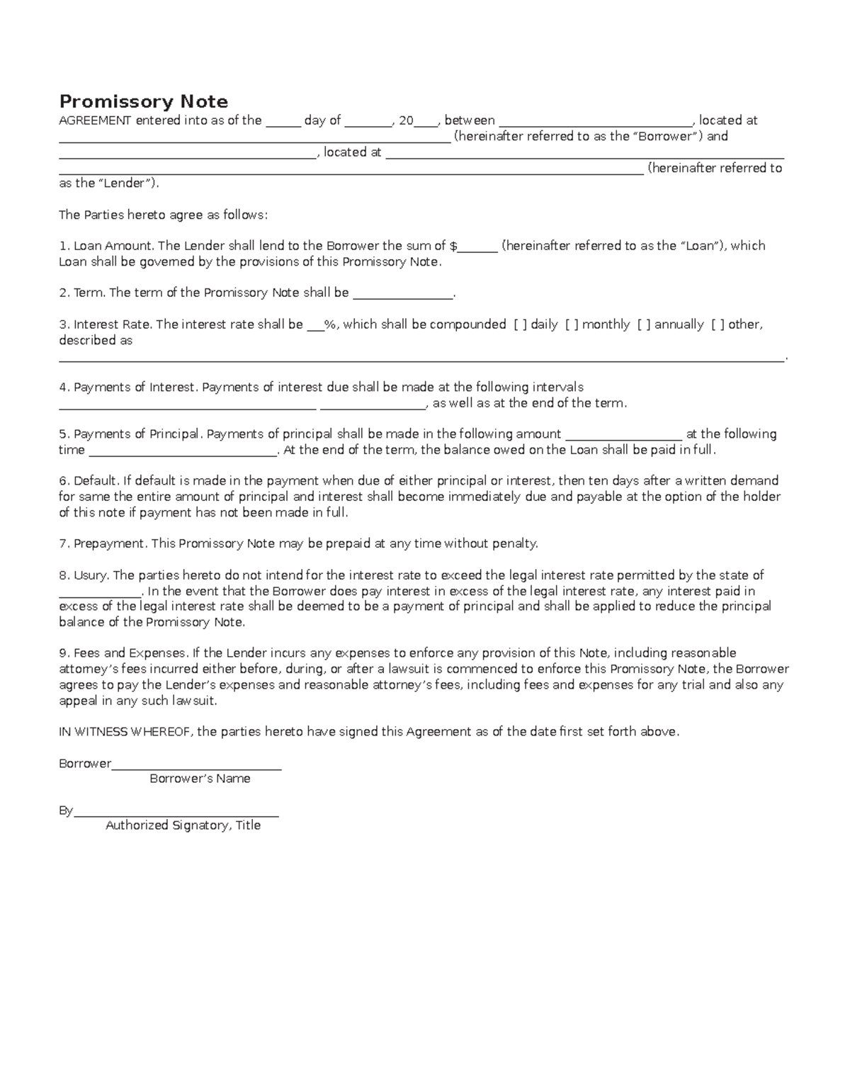 Form 30 - Promissory Note Template from the Business and Legal Forms ...