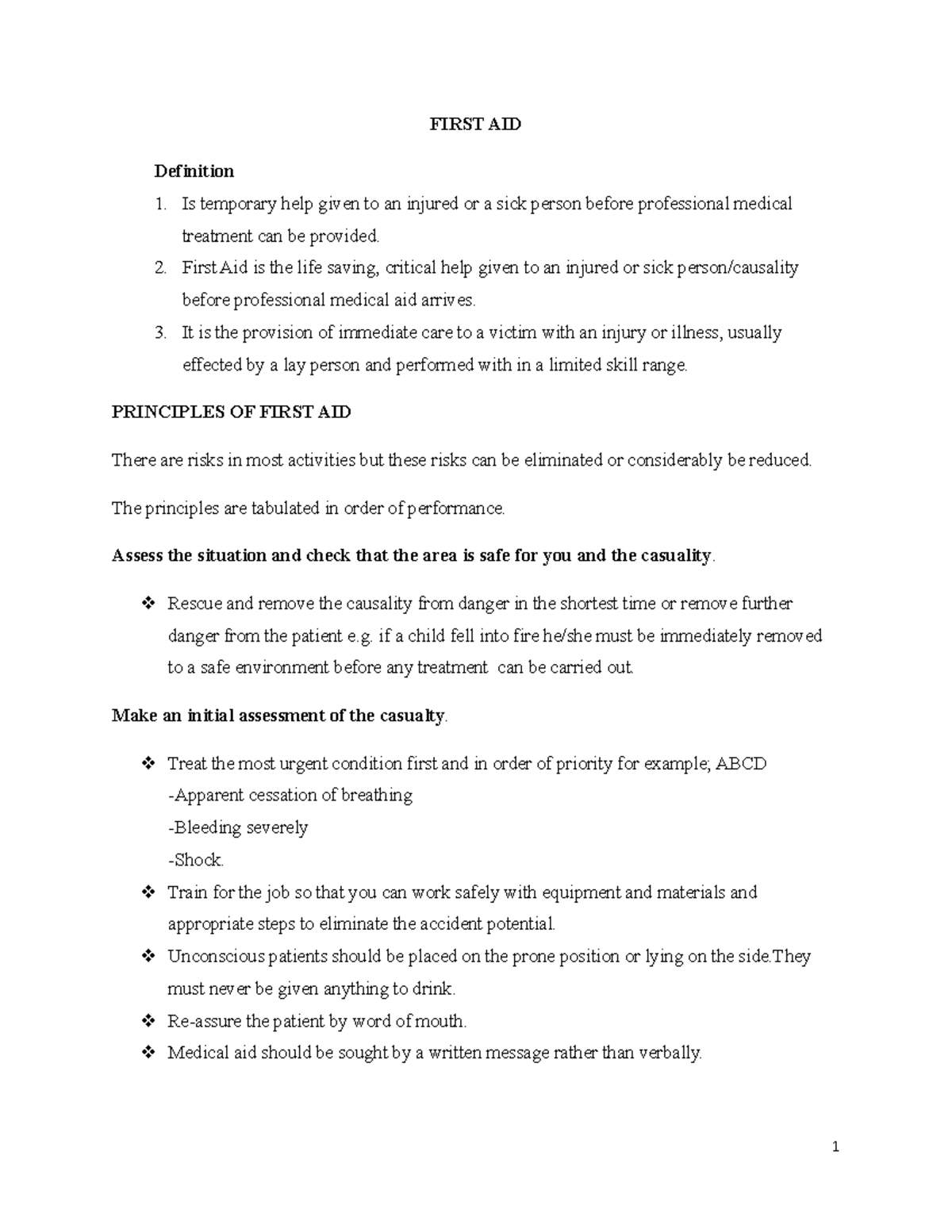 Introduction to first aid FIRST AID Definition Is temporary help