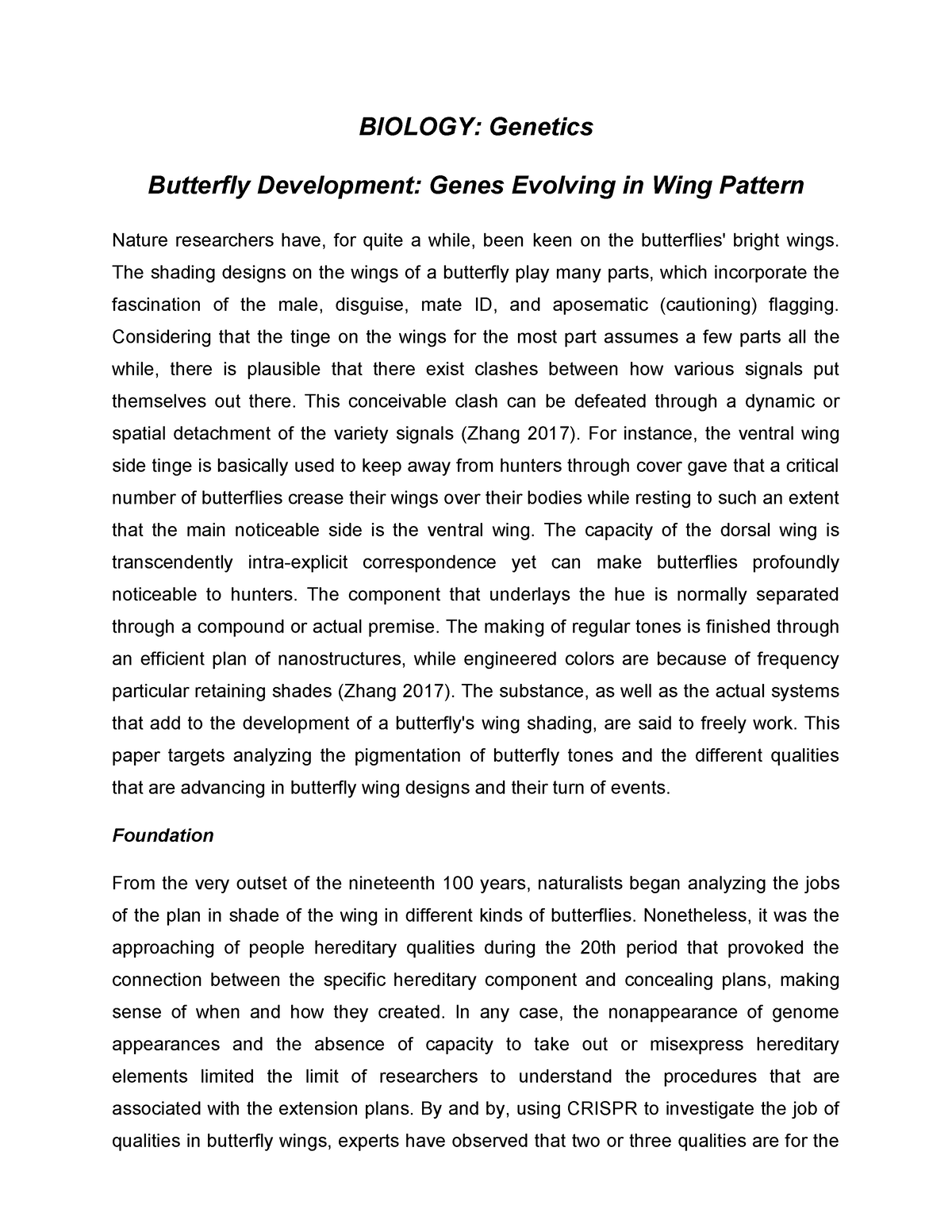 Butterfly Development Genes Evolving In Wing Pattern - BIOLOGY ...