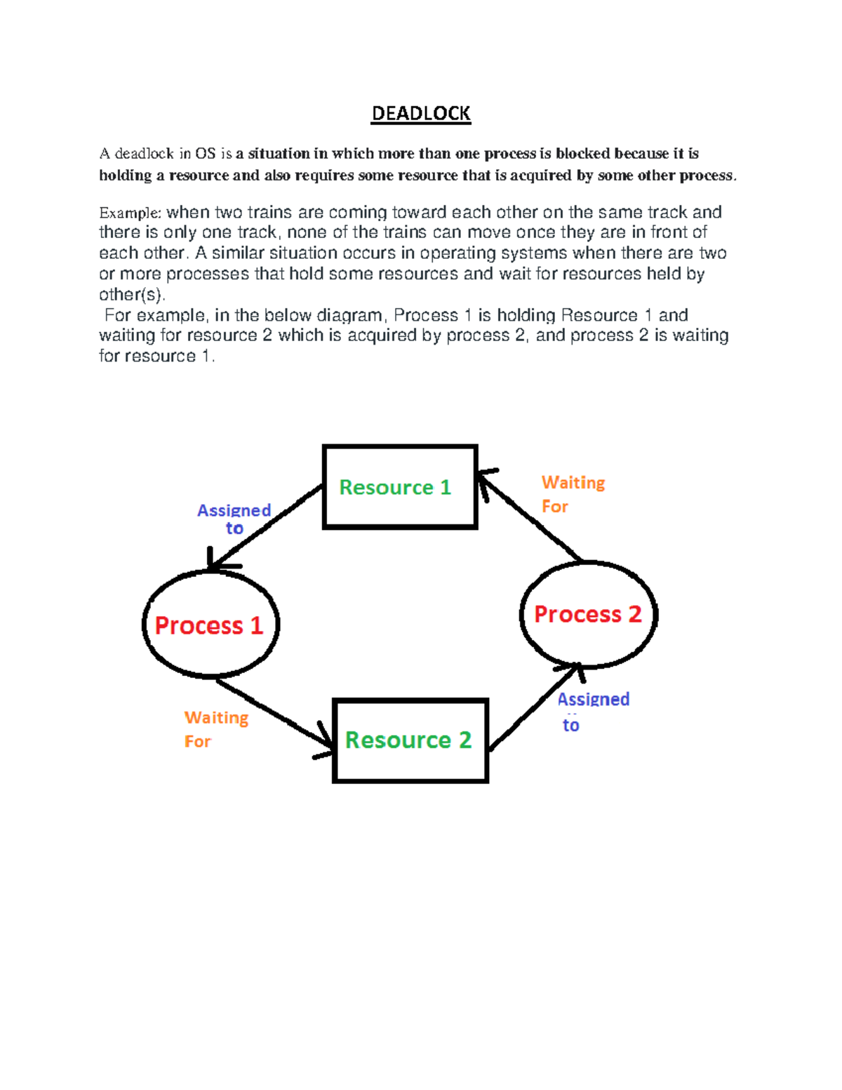 Deadlock - DEADLOCK A Deadlock In OS Is A Situation In Which More Than ...