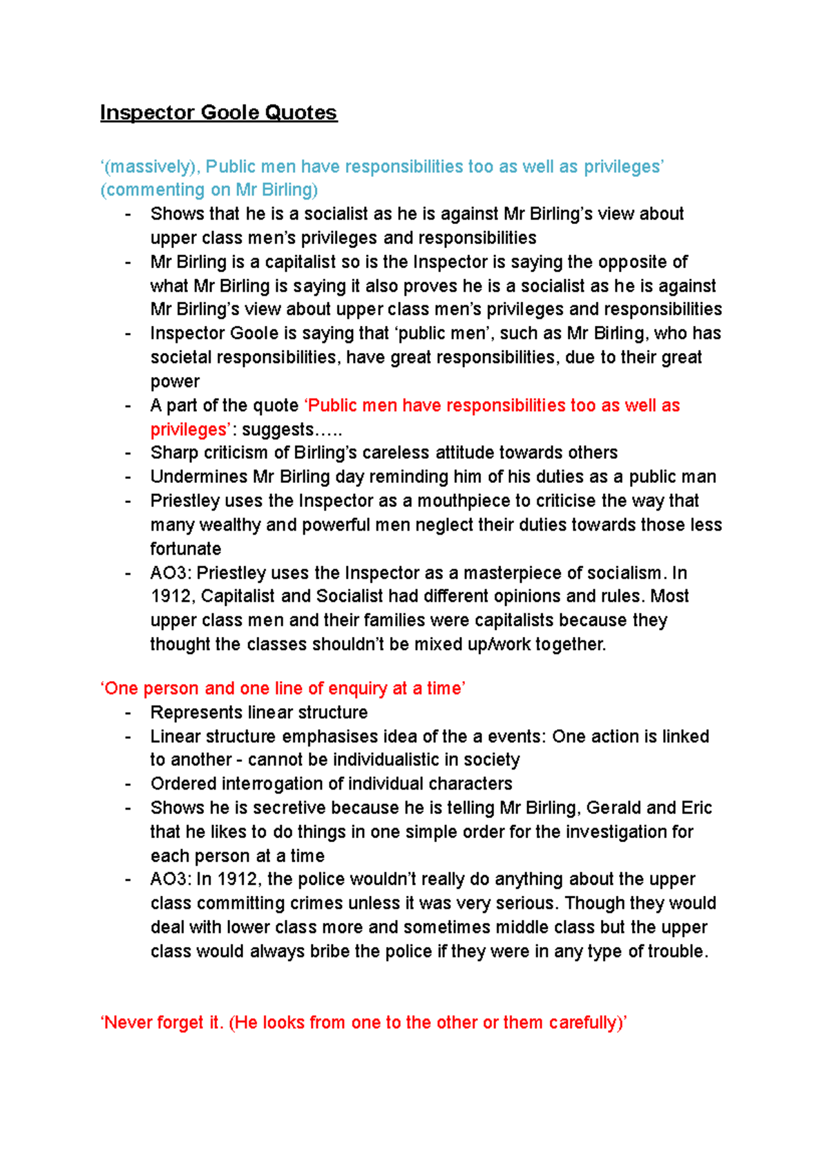 An Inspector calls quotes Inspector Goole Quotes ‘(massively), Public men have