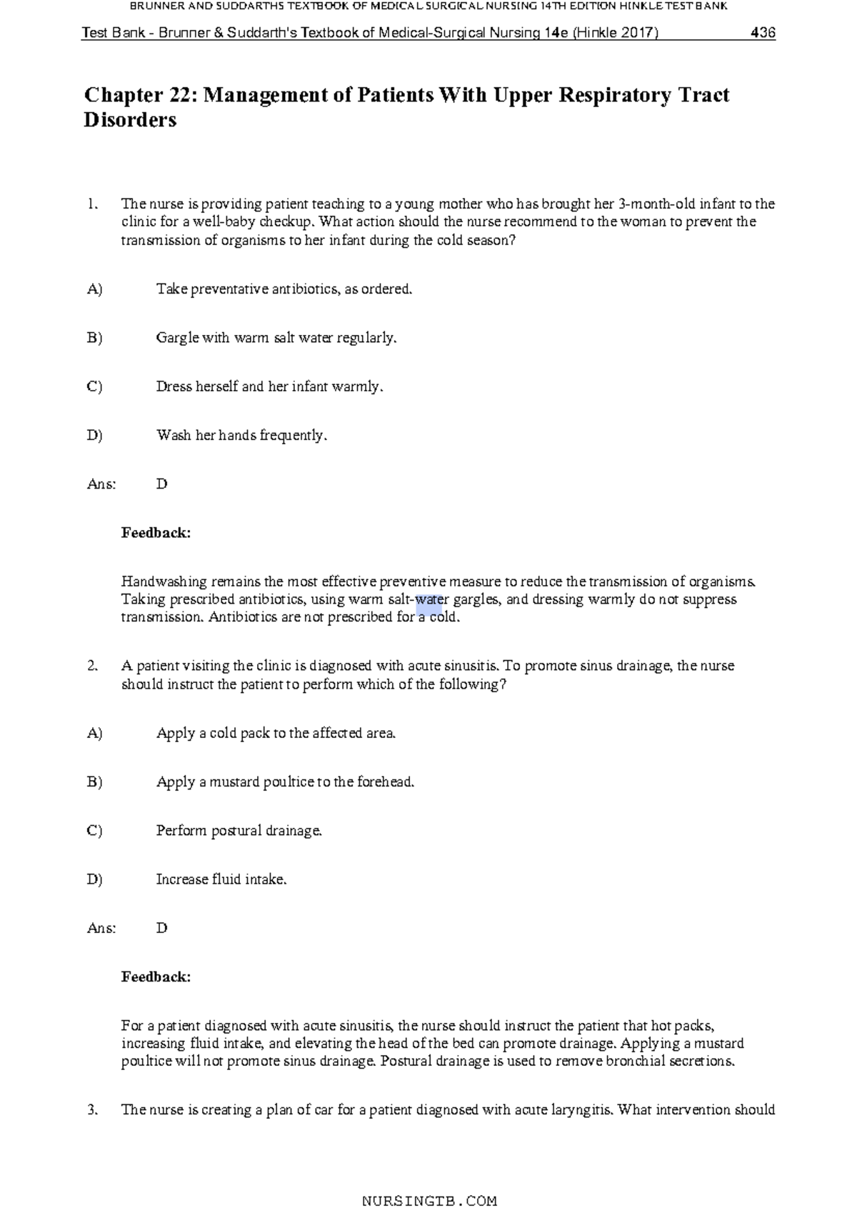 Ch 22 - Test Bank - Chapter 22: Management Of Patients With Upper ...