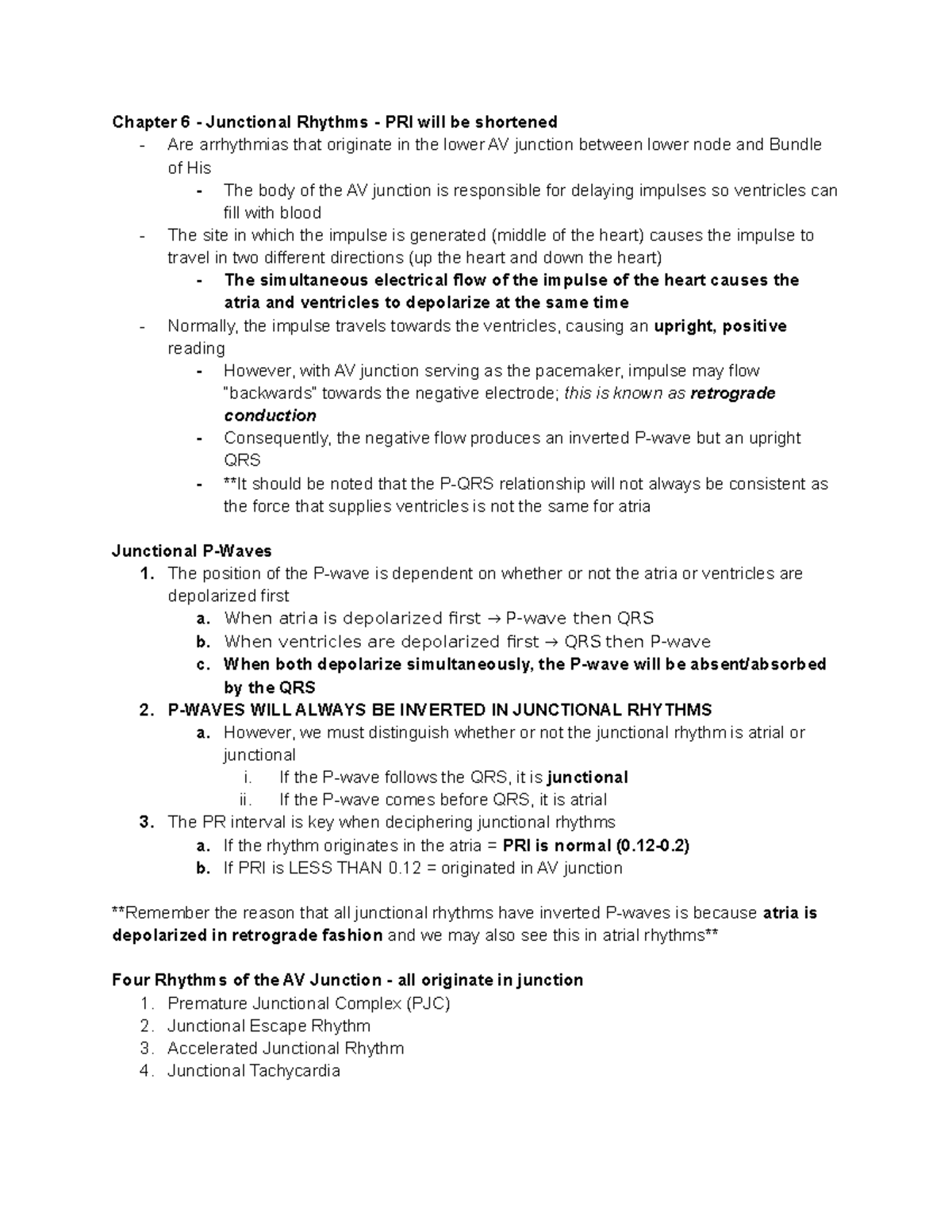 Junctional And Ventricular Rhythms - Knr 353 - Chapter 6 - Junctional 