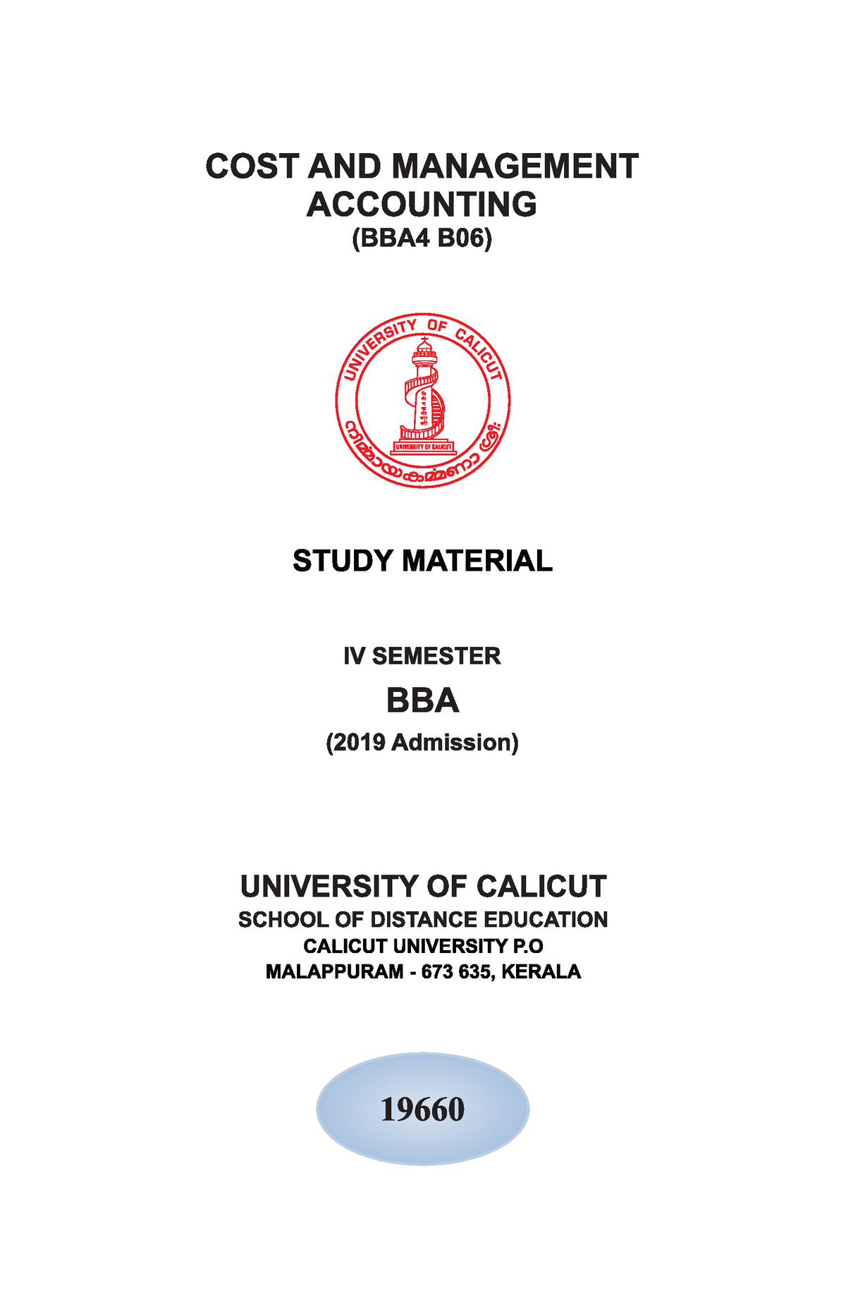 BBA4 B06 - Cost And Management Accounting (1) - BBA – Semester IV ...