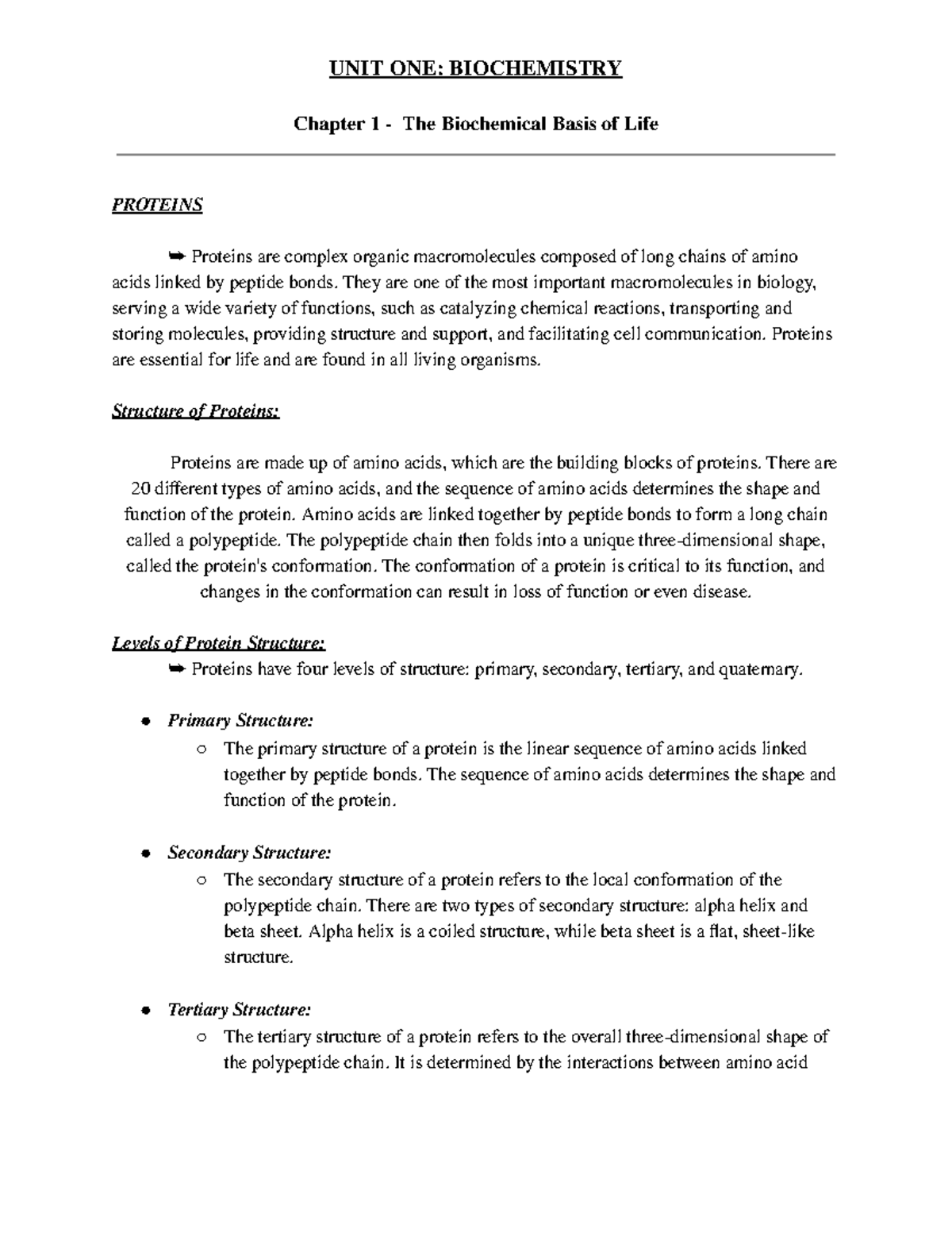 Biochemistry Chapter 1 Section 5 - UNIT ONE: BIOCHEMISTRY Chapter 1 ...