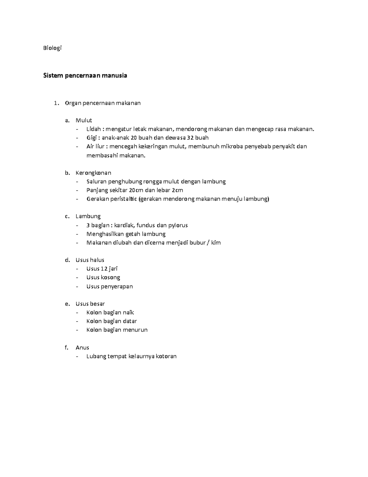 Biologi sistem pencernaan manusia lec - Biologi Sistem pencernaan