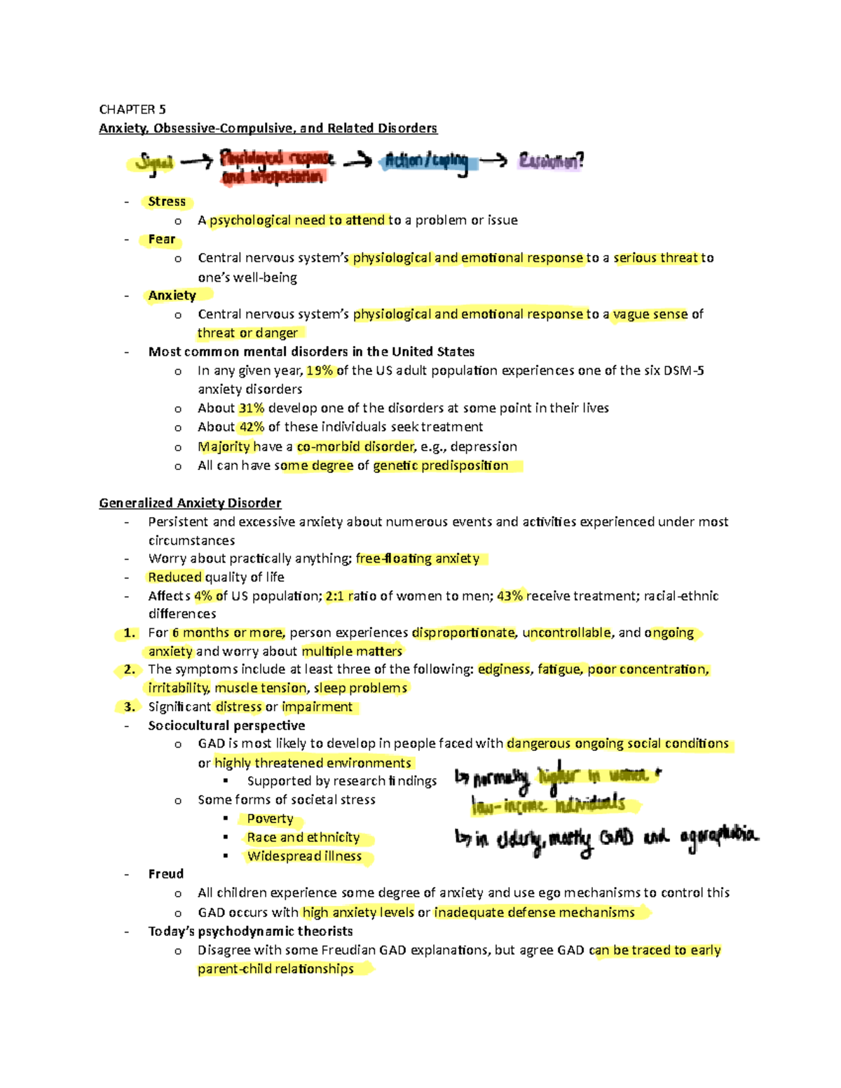 PSY 254 - Chapter 5: Anxiety, OCD, and Related Disorders - CHAPTER 5 ...