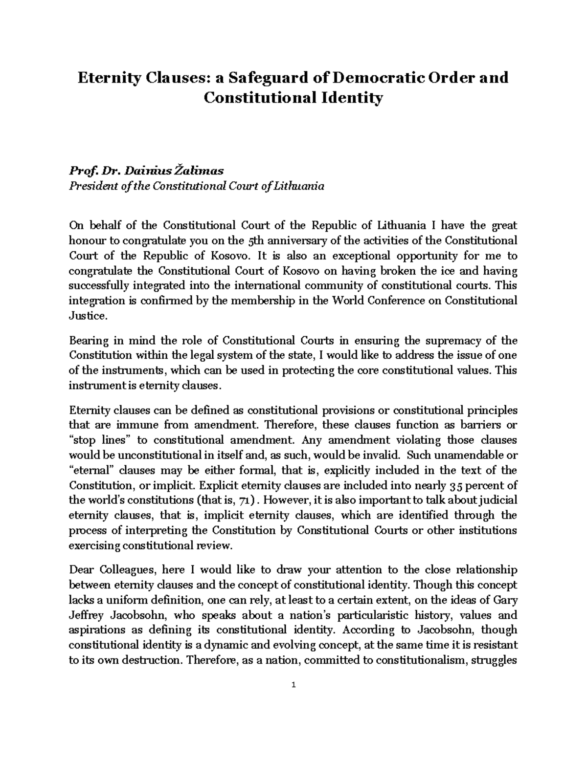 Eternity Clauses Safeguarding Democracy Eternity Clauses a