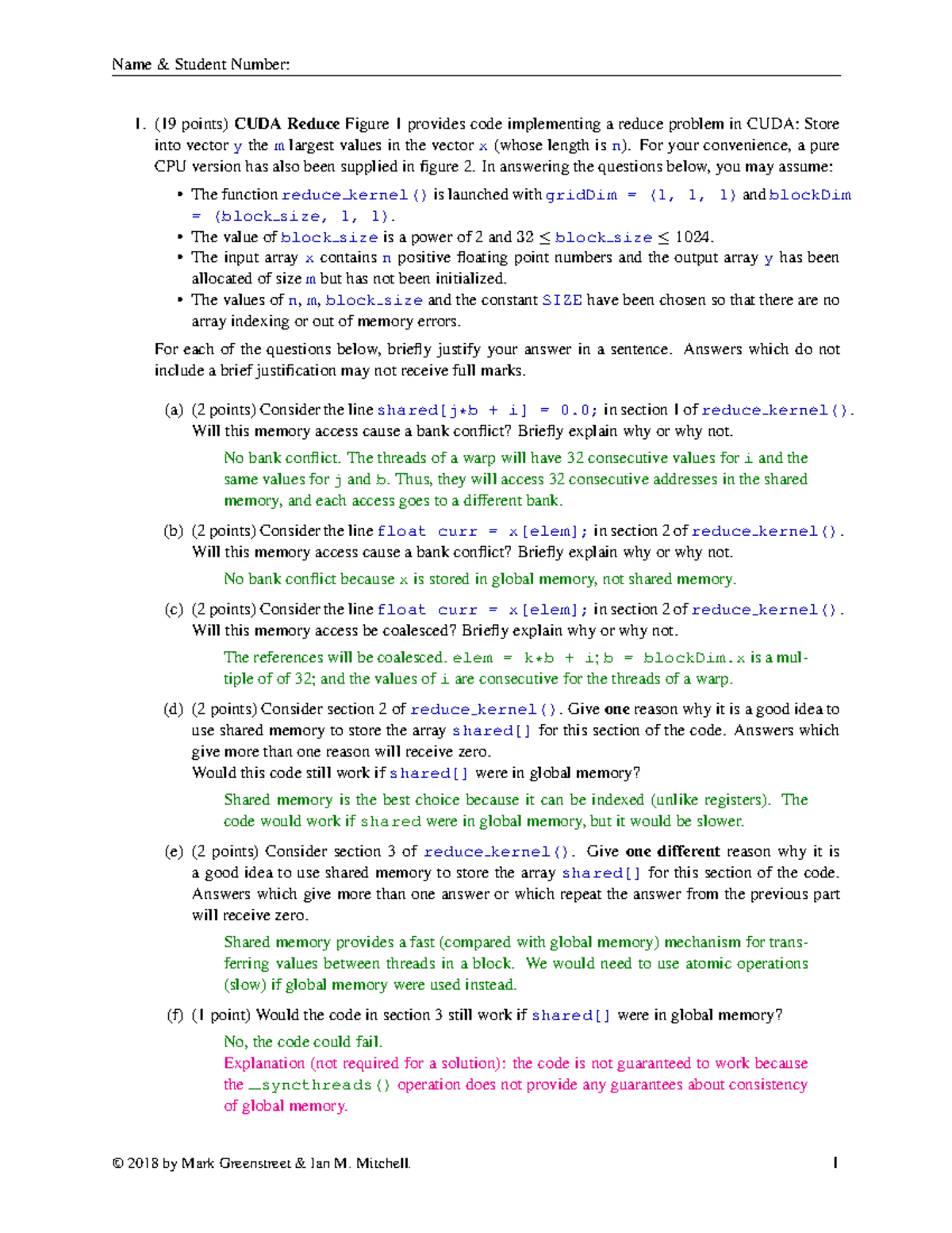 Final exam 8 April 2018, answers - Name &amp; Student Number: 1. (19 ...