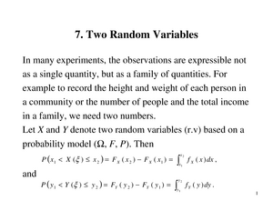 Lect8 - Lecture Notes 8,7 - 8. One Function Of Two Random Variables ...