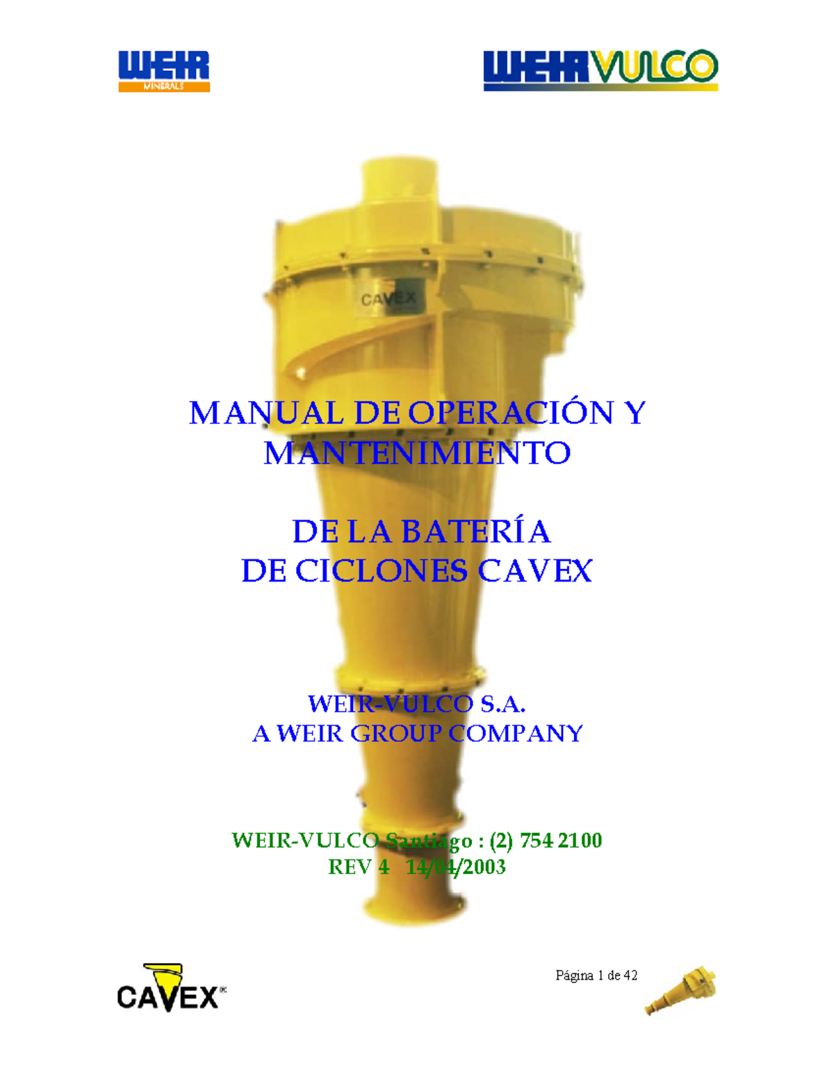  1library co Manual Bater as Cavex Ciclones MANUAL DE OPERACI N Y 
