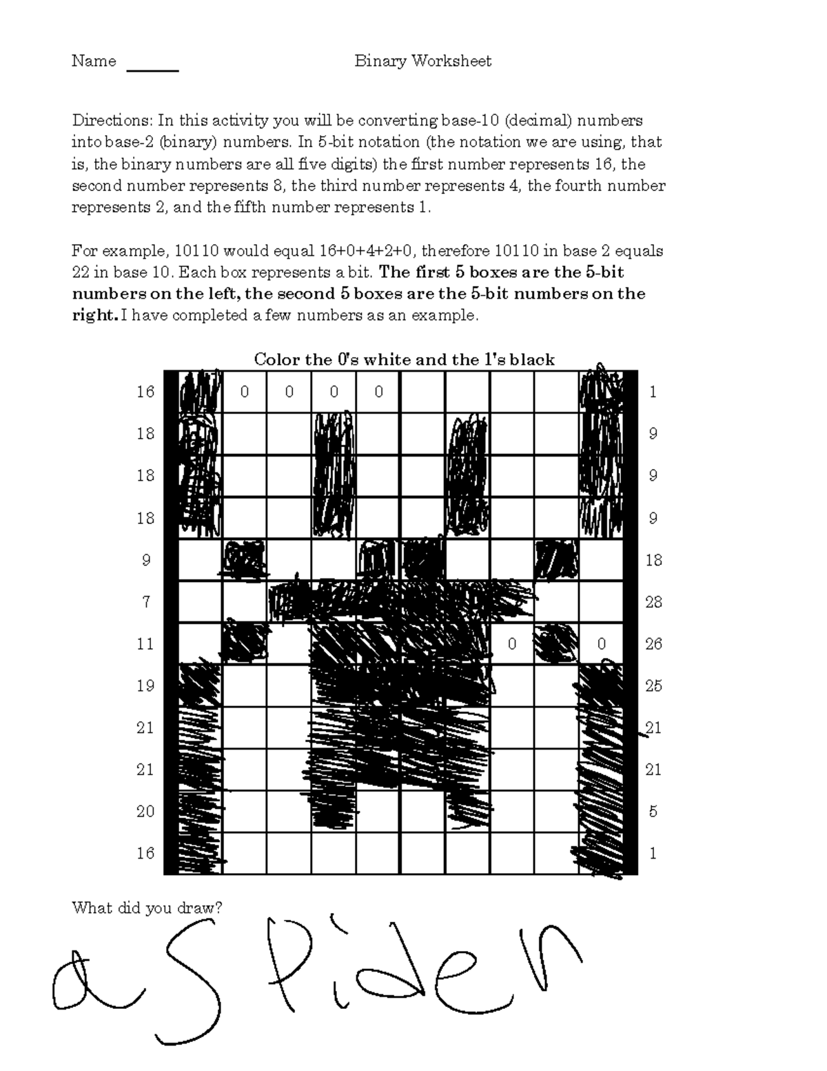 Coding 2 - If need too study - Name 16 1 0 0 0 0 1 18 9 18 9 18 9 9 18 ...