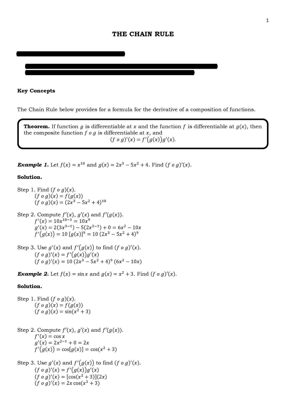 3.1 the chain rule homework answer key