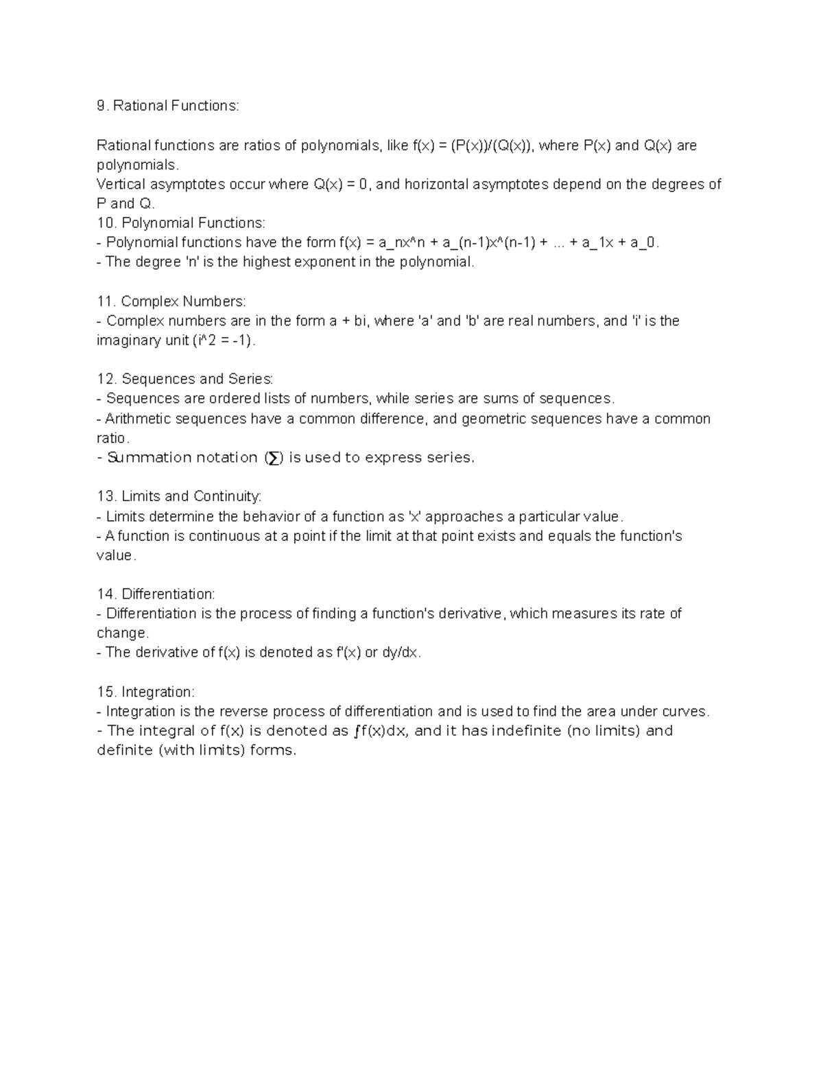Untitled document - notes - Rational Functions: Rational functions are ...