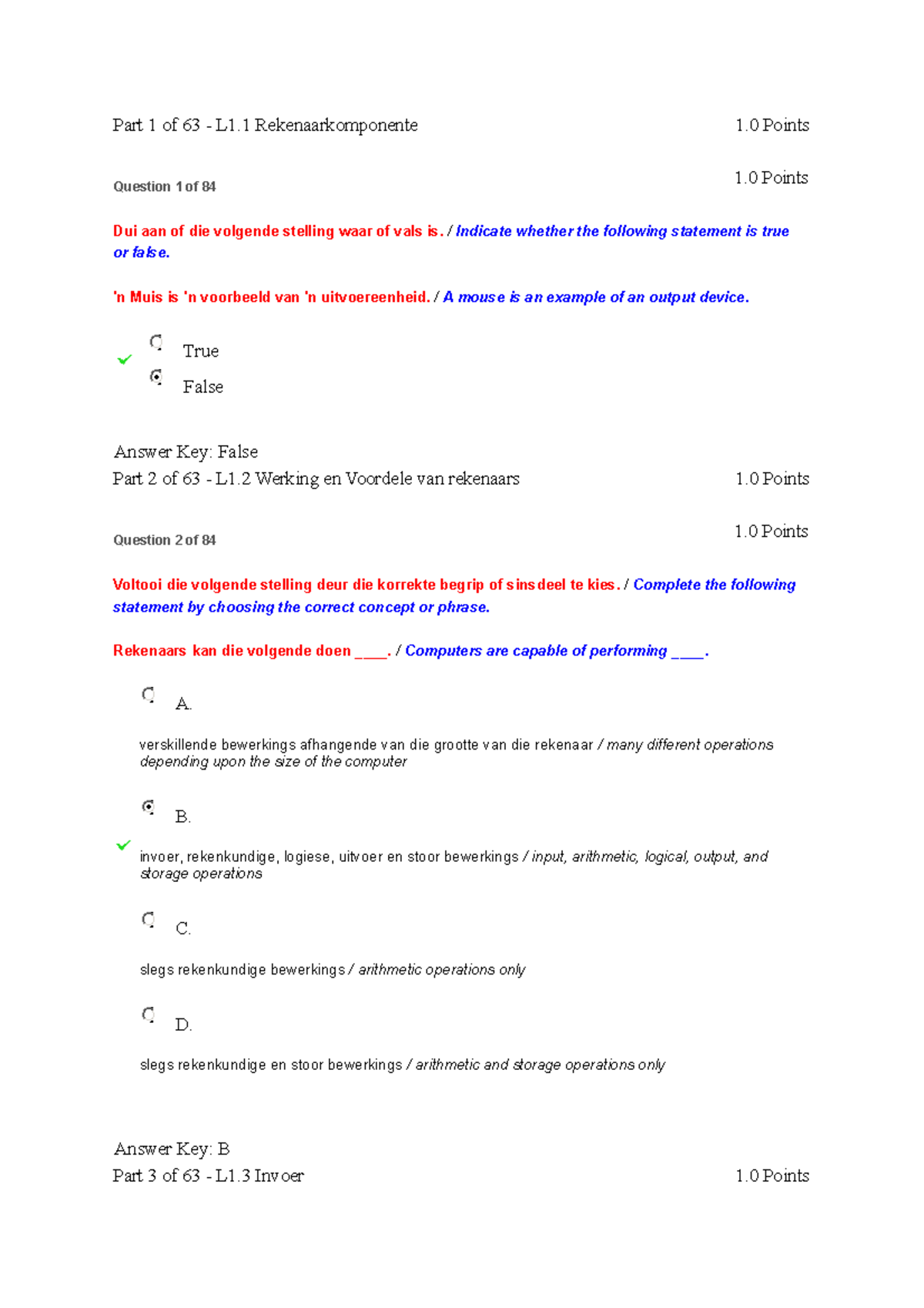 RINL Semestertoests Computer literacy test memo. Part 1 of 63 L1