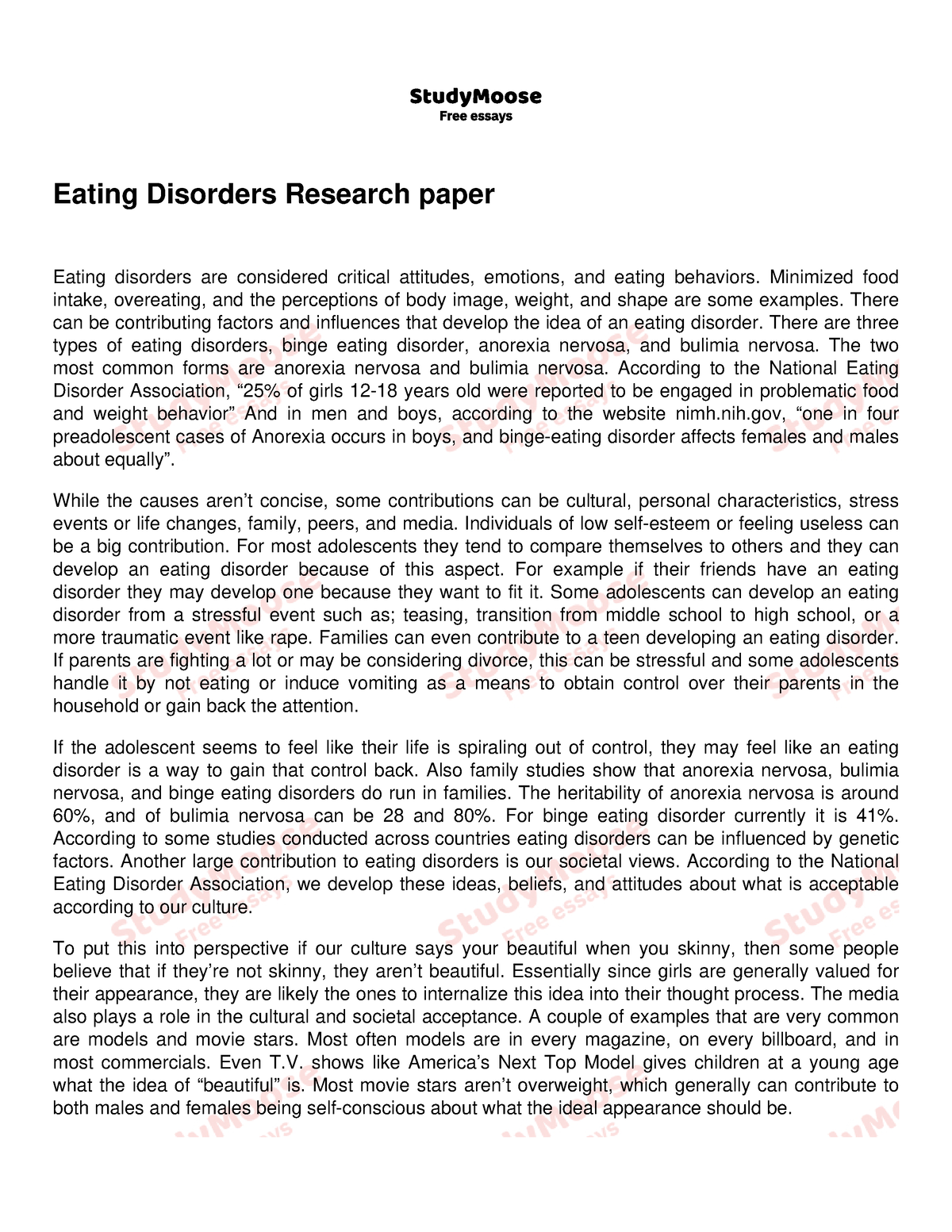 disorders research paper topics