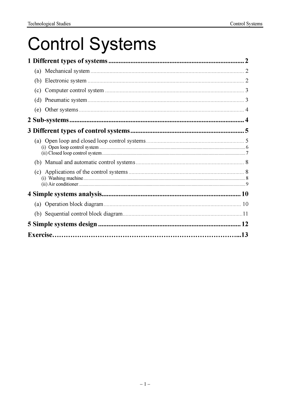 英文版(PDF) - Control Systems 1 Different Types Of Systems (a) Mechanical ...